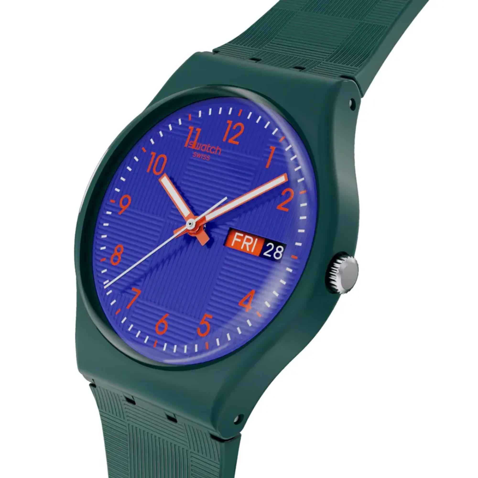 Swatch Originals Musterbildung Blau Zifferblatt Silikonarmband Uhr SO28N706