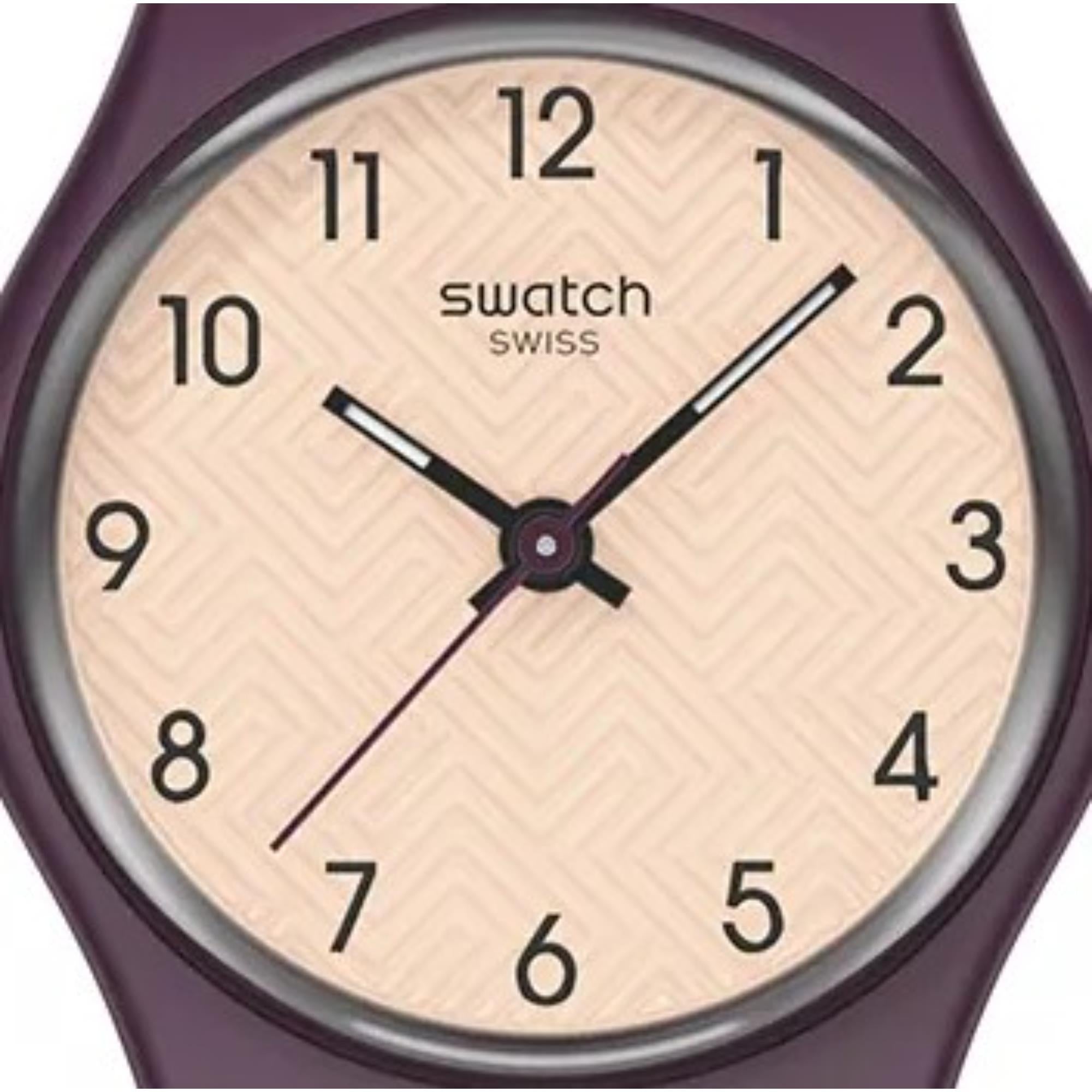 Swatch Originals Wiederholung Chic Quarz Beige Zifferblatt Silikonarmband Uhr LR138