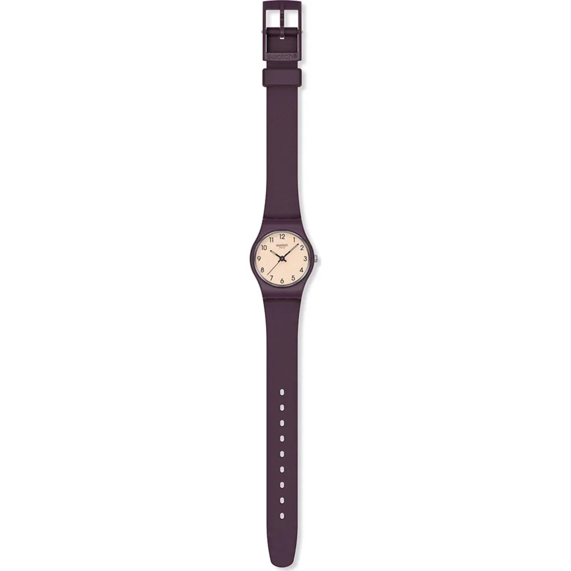 Swatch Originals Wiederholung Chic Quarz Beige Zifferblatt Silikonarmband Uhr LR138