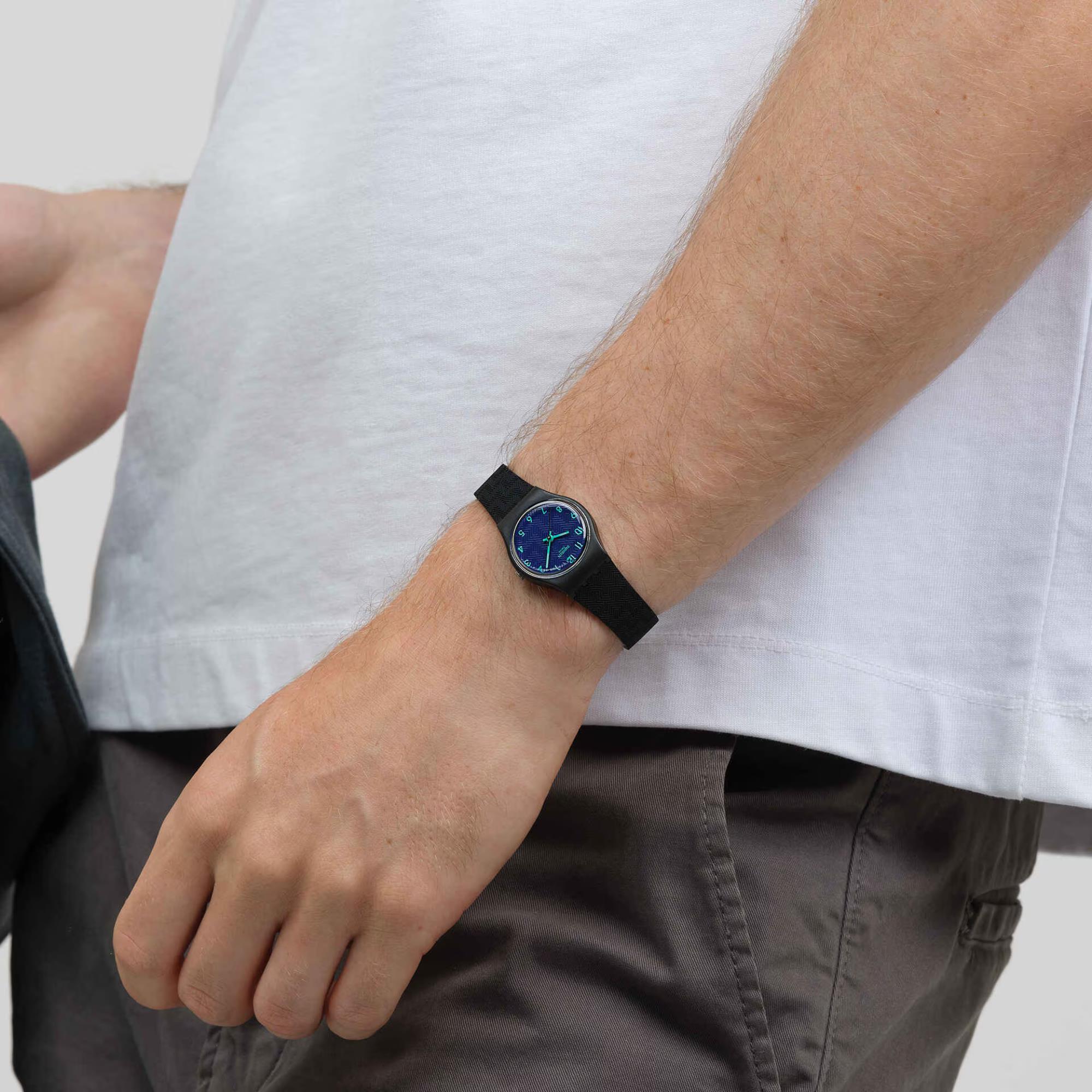 Swatch Originals Anmut in der Zeit Quarz Blau Zifferblatt Silikonarmband Uhr LB188