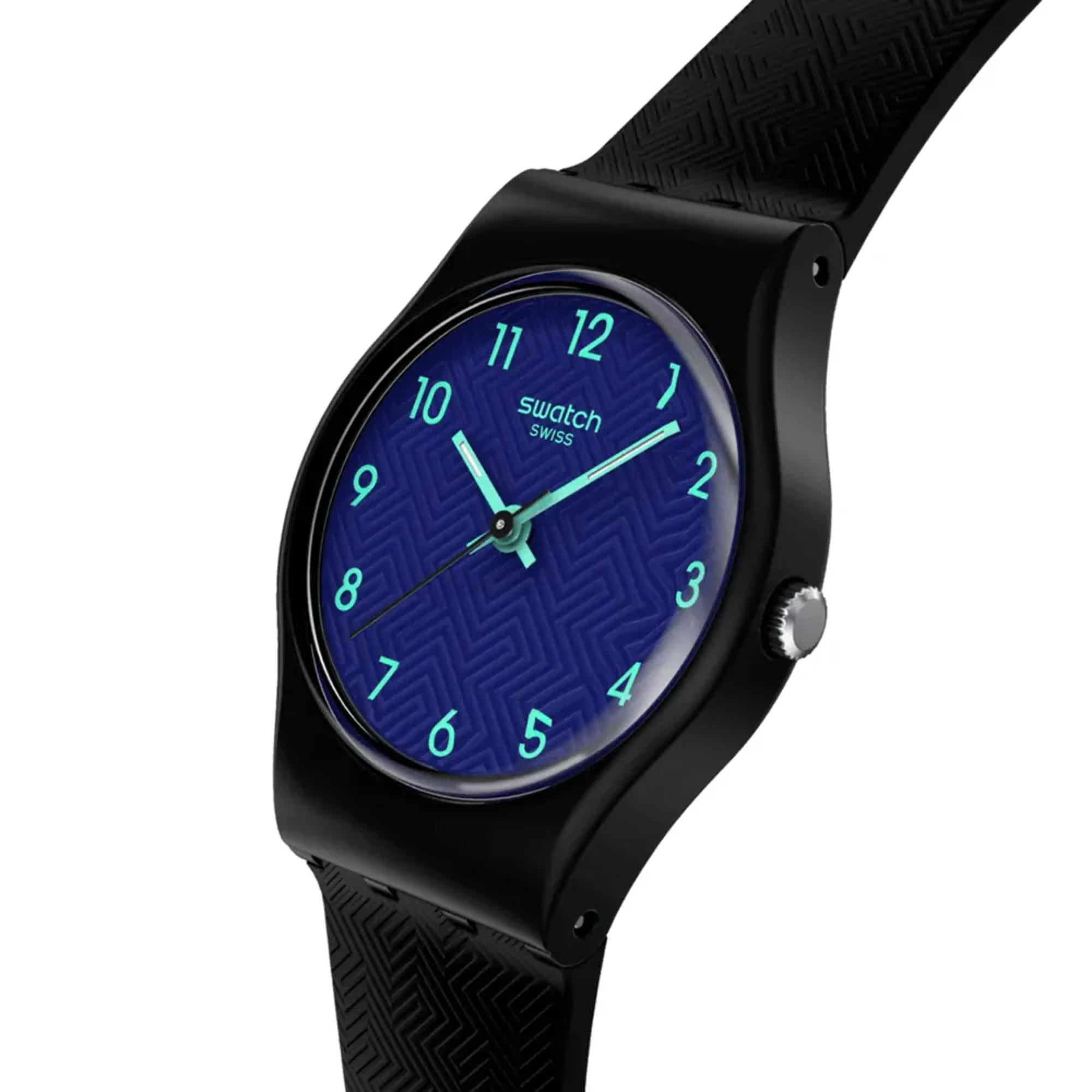 Swatch Originals Anmut in der Zeit Quarz Blau Zifferblatt Silikonarmband Uhr LB188