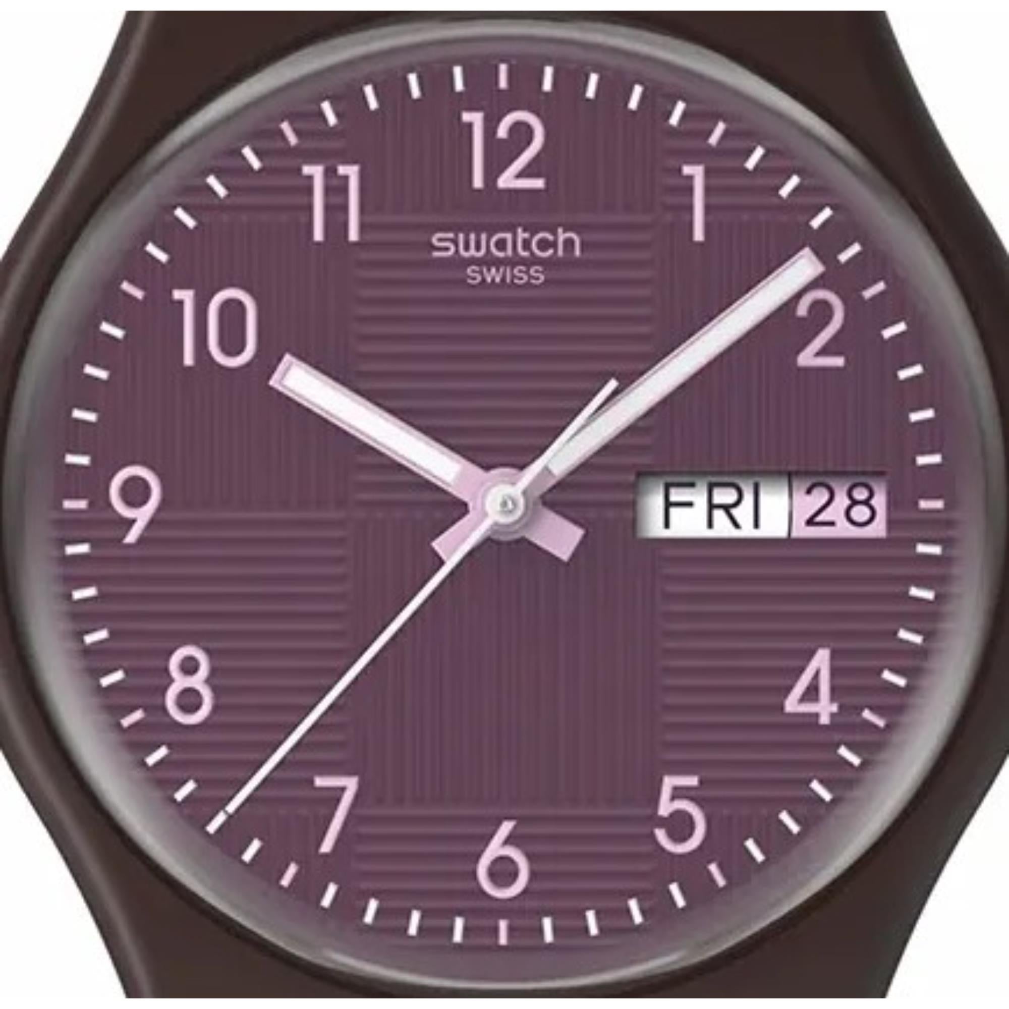 Swatch Originals Webende Wunder Quarz Lila Zifferblatt Silikonarmband Uhr SO28C700