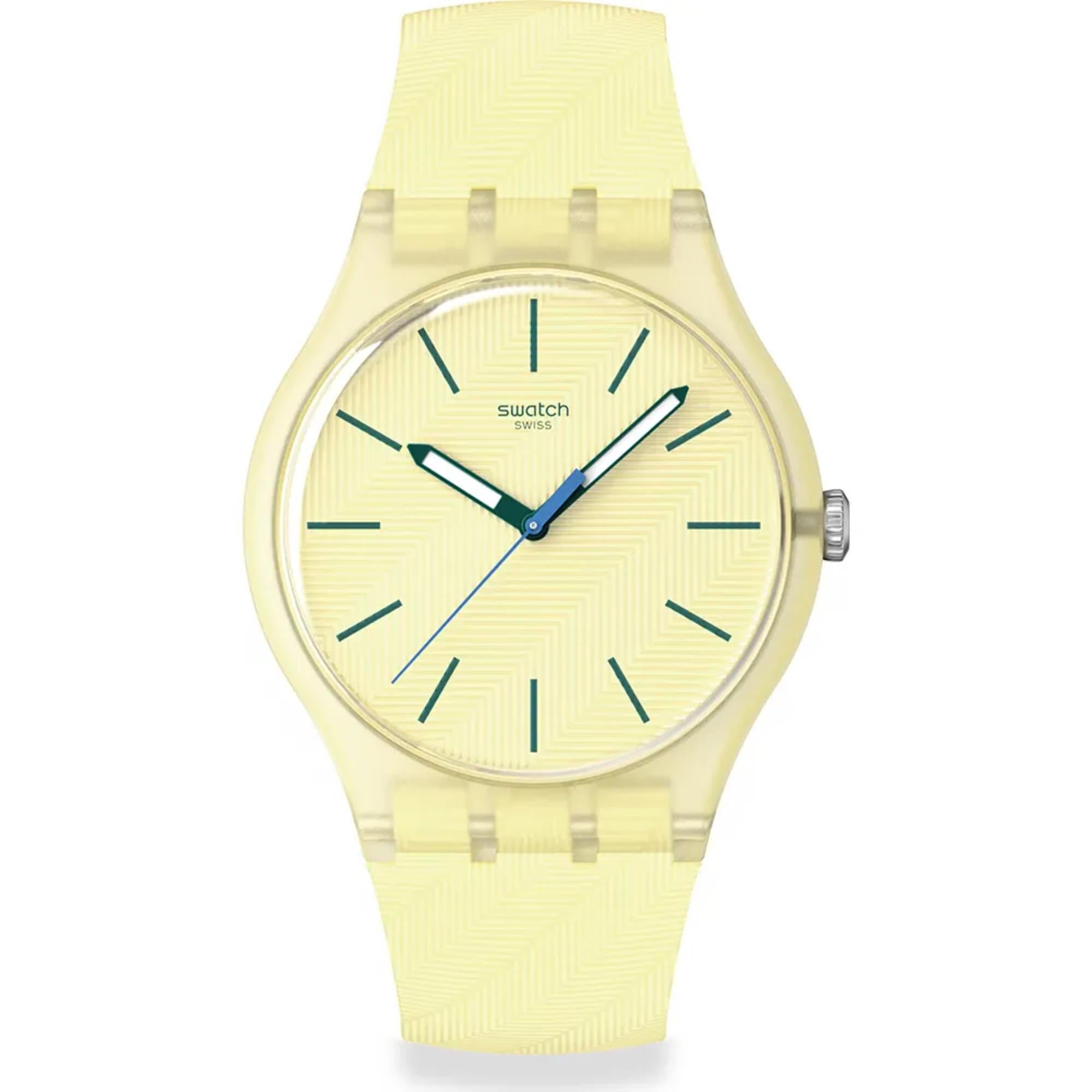 Swatch Originals Zitrus Neigung Quarz Gelb Zifferblatt Silikonarmband Uhr SO29J102