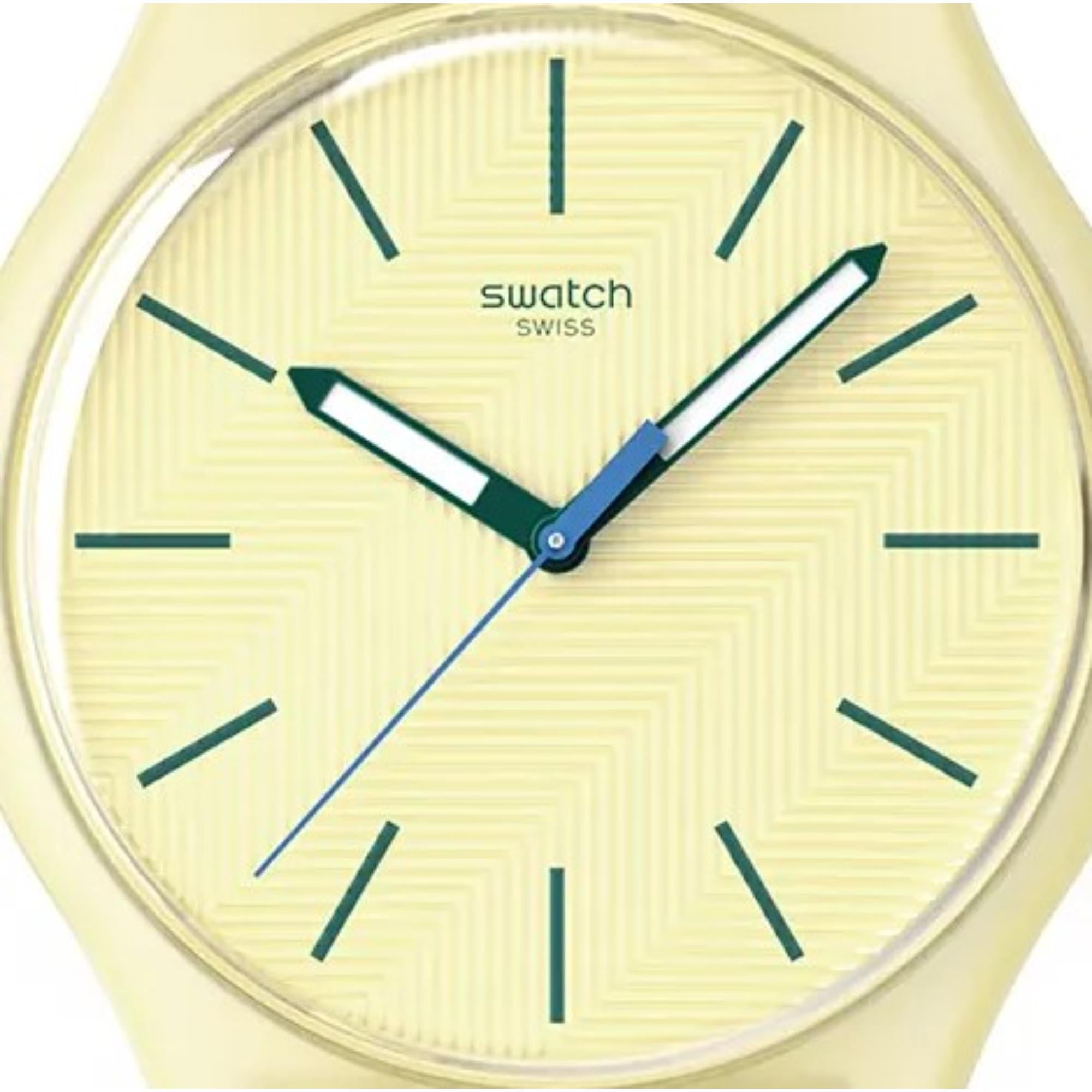 Swatch Originals Zitrus Neigung Quarz Gelb Zifferblatt Silikonarmband Uhr SO29J102