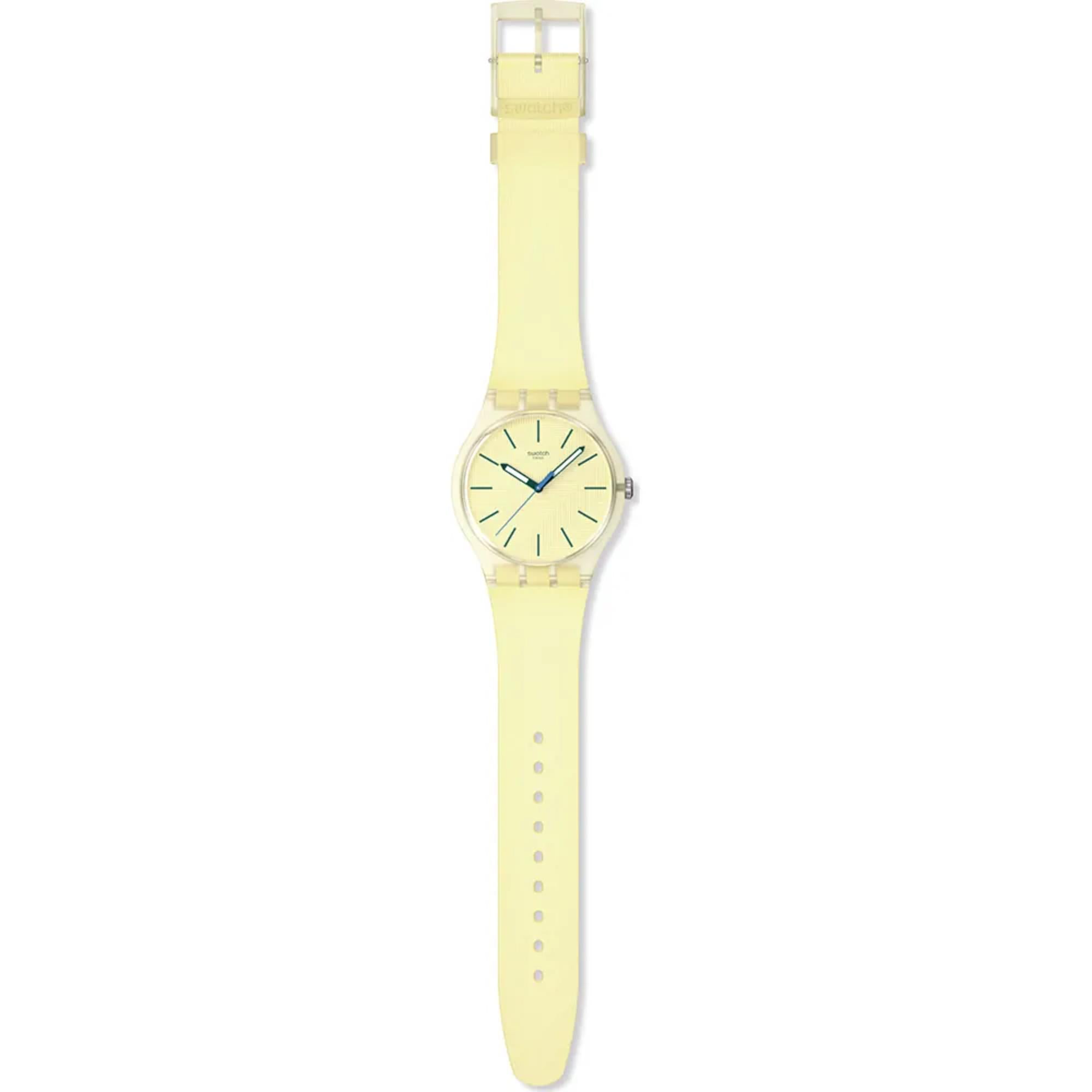 Swatch Originals Zitrus Neigung Quarz Gelb Zifferblatt Silikonarmband Uhr SO29J102