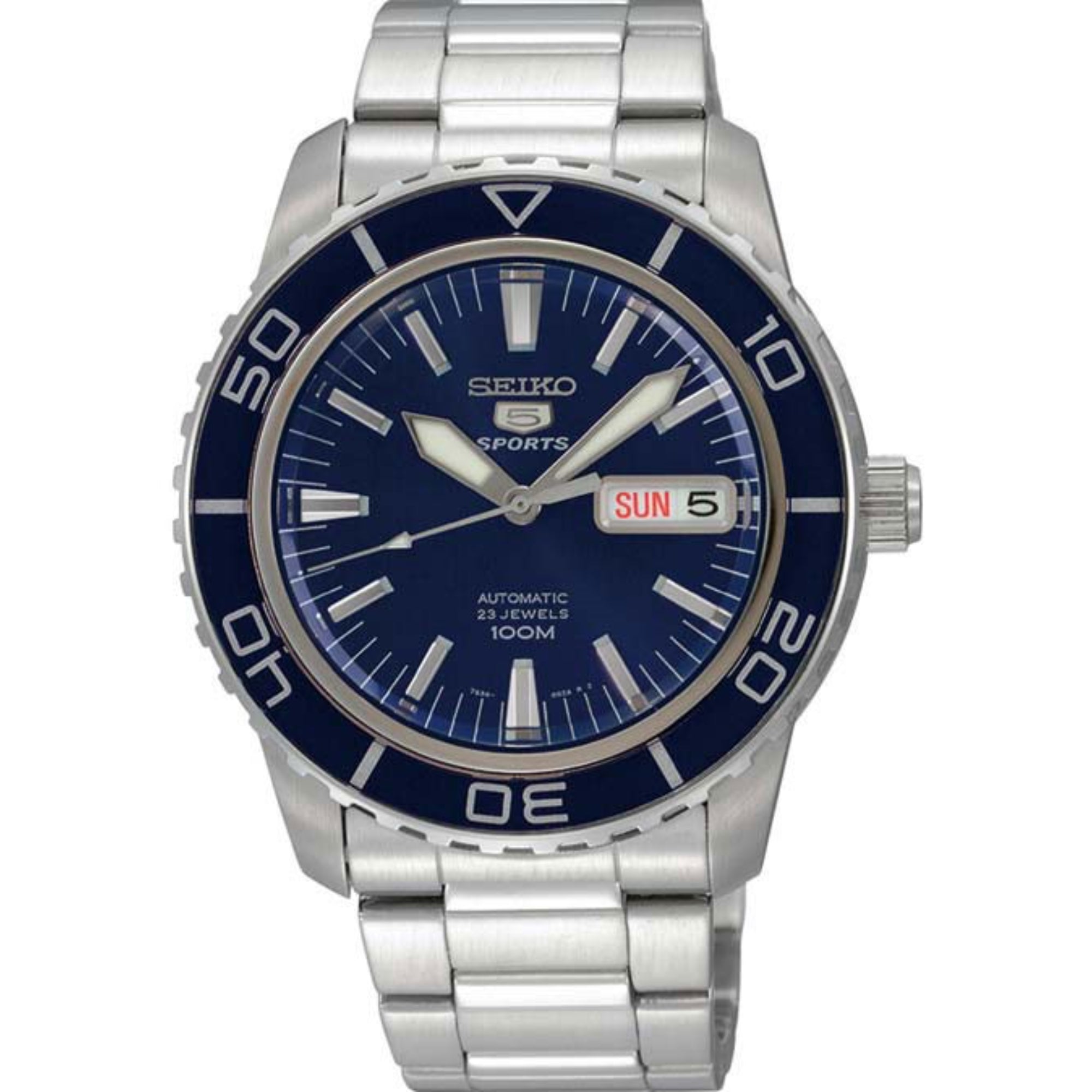 Seiko 5 Sports Automatic Blue Dial Stainless Steel Men's Watch SNZH53K1 - WatchNation