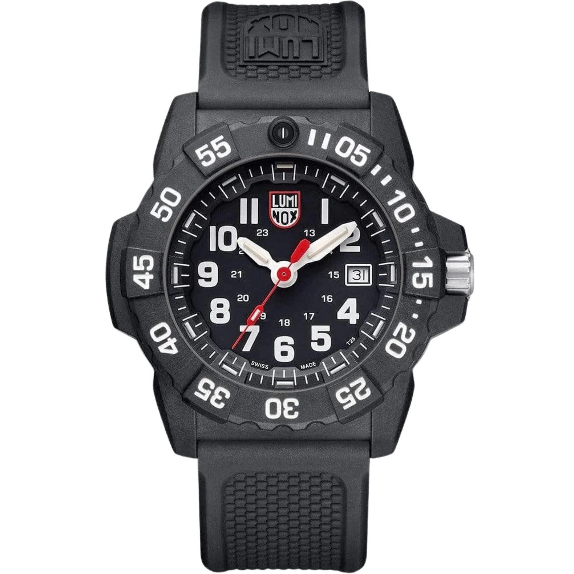 Luminox Navy Seal 3500 Quartz Carbonox Black Dial Black Rubber Strap Men's Watch XS.3501.F - WatchNation