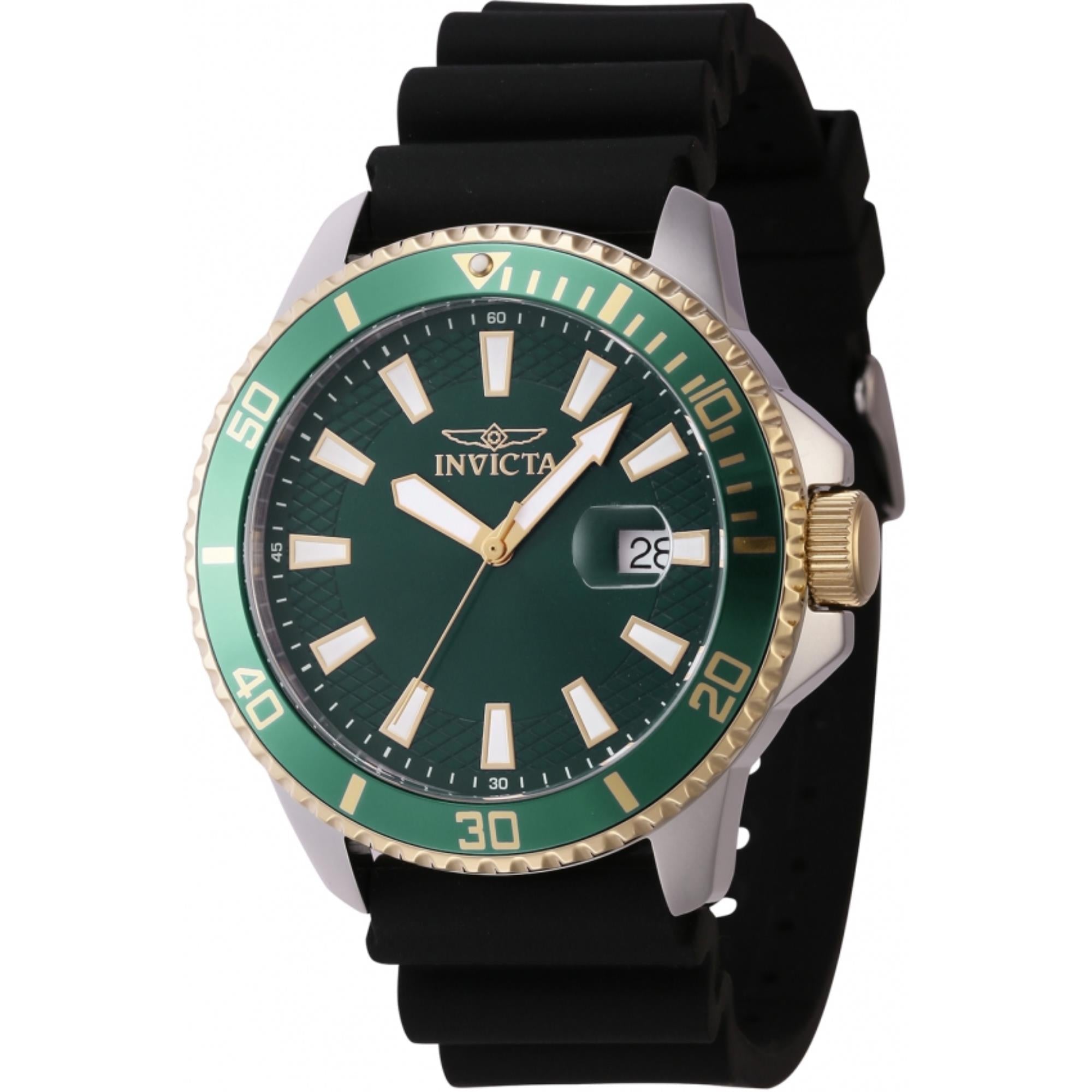 Invicta Pro Diver Quartz Green Dial Silicone Strap Men's Watch 46134 - WatchNation