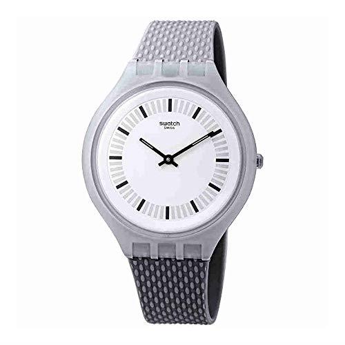 Swatch Skinstructur Graues Kunststoffgehäuse Silikonarmband Graues Zifferblatt Herren Uhr SVUM102