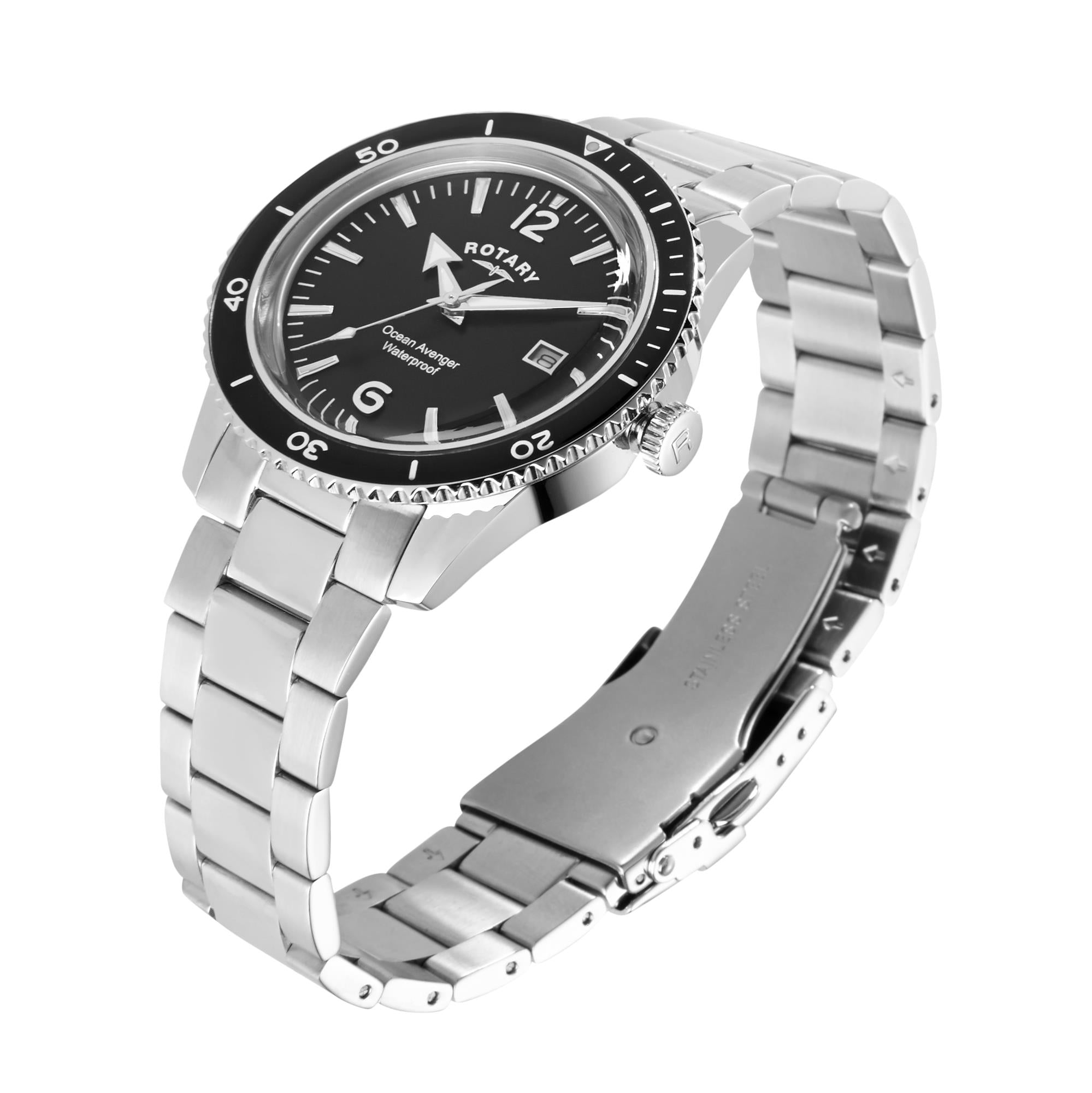 Rotary Ocean Avenger Silber Edelstahl Herren Uhr GB02694/04