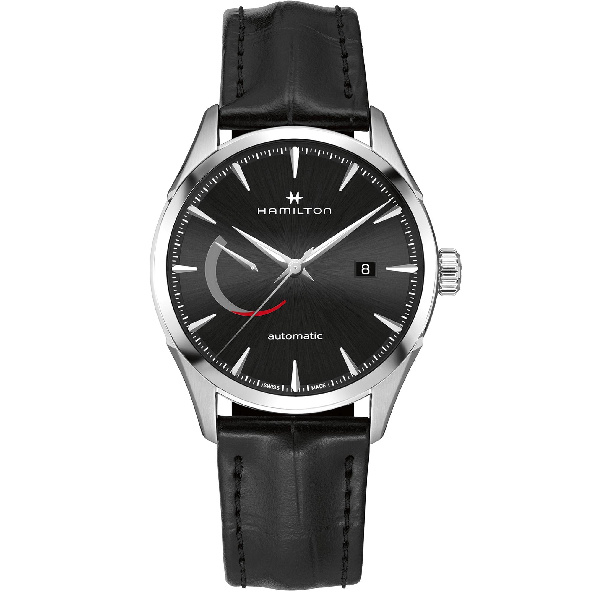 Hamilton Jazzmaster 42mm Power Reserve Black Dial Leather Mens Automatic Watch H32635731