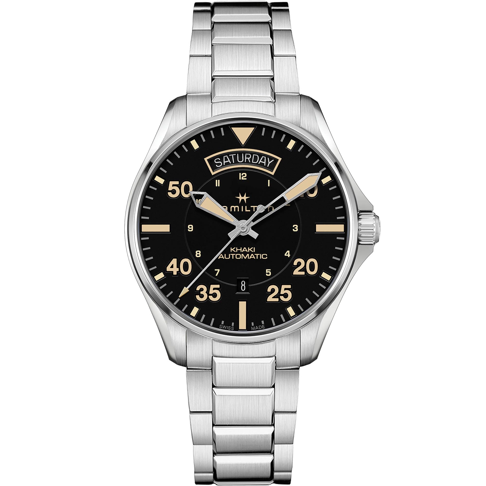 Hamilton Khaki Aviation 42mm Black Dial Steel Mens Automatic Watch H64645131