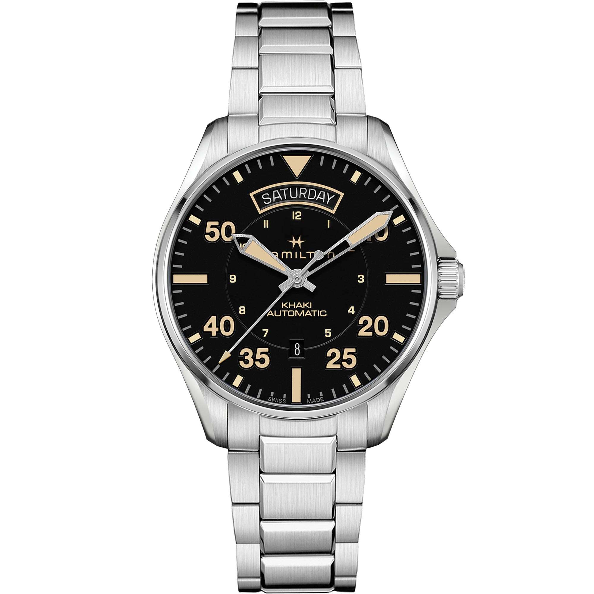 Hamilton Khaki Aviation 42mm Black Dial Steel Mens Automatic Watch H64645131