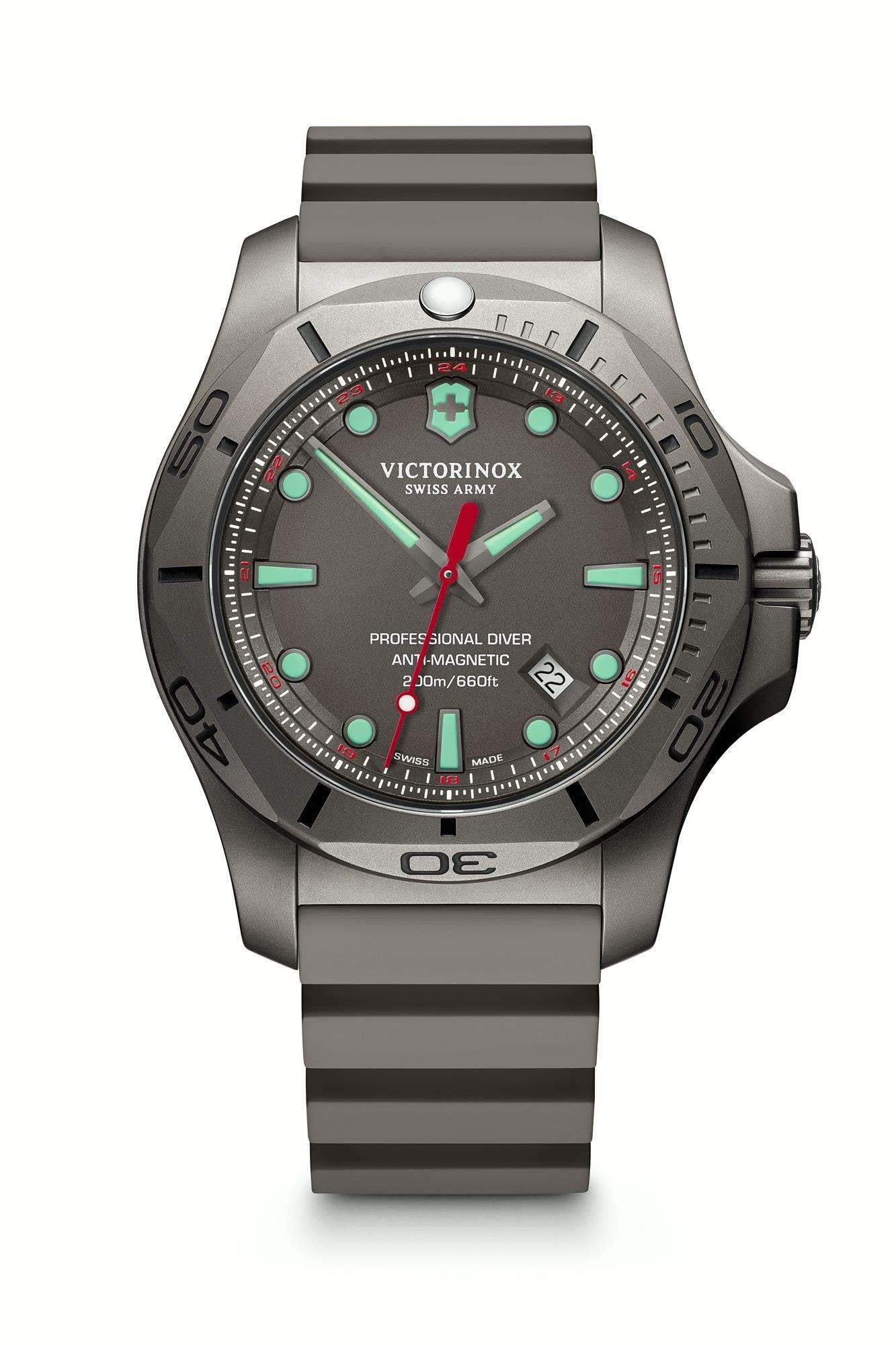 Victorinox I.N.O.X Professional Diver Quarz Graues Zifferblatt Graues Gummiarmband Herren Uhr 241810