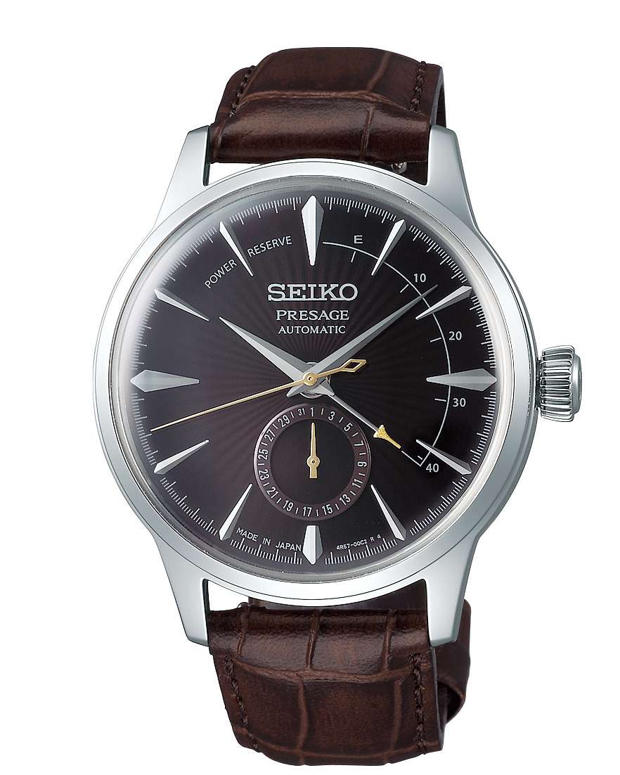 Seiko Presage Cocktail Time Black Cat Martini Automatik Braun Lederarmband Braunes Zifferblatt Herren Uhr SSA393J1