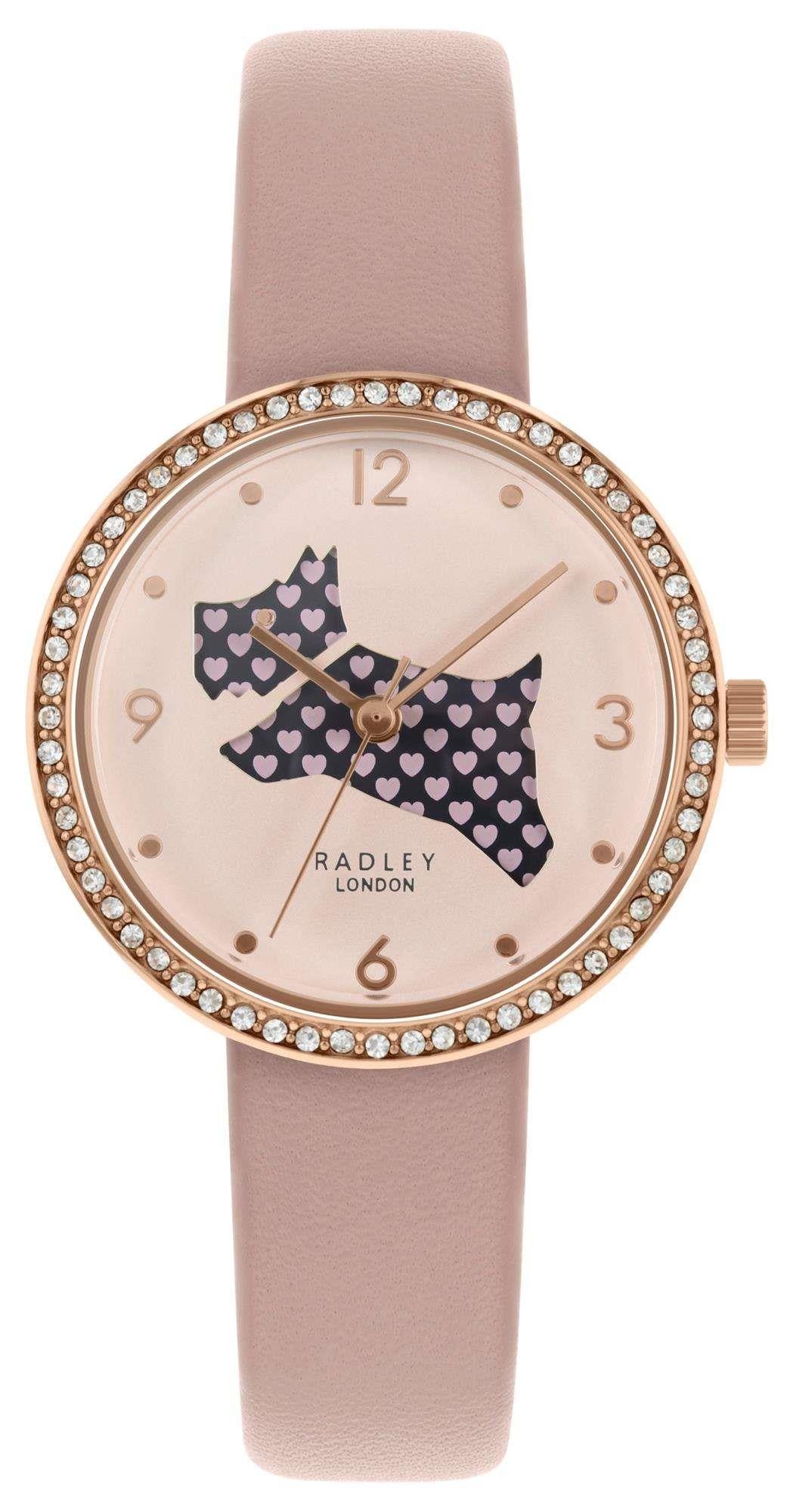 Radley Love Is In The Air Herz Hund Zifferblatt Pink Silikon Quarz Damen Uhr RY2806