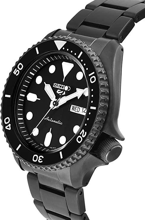 Seiko 5 Sports Automatik Schwarzes Zifferblatt Edelstahlarmband Herren Uhr SRPD65K1