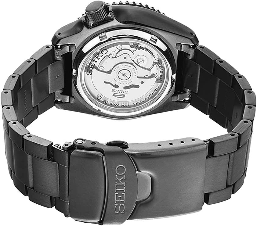 Seiko 5 Sports Automatik Schwarzes Zifferblatt Edelstahlarmband Herren Uhr SRPD65K1