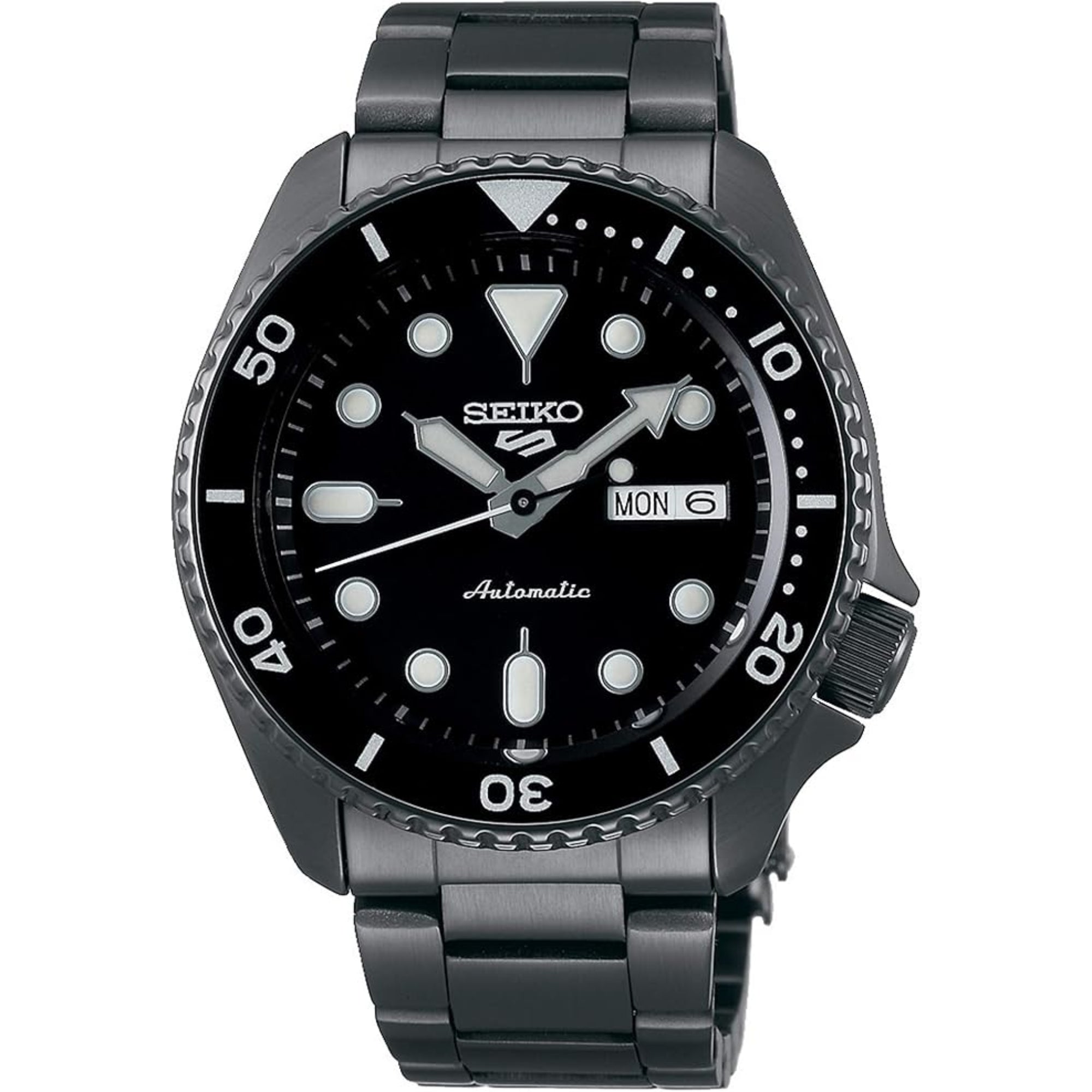 Seiko 5 Sports Automatik Schwarzes Zifferblatt Edelstahlarmband Herren Uhr SRPD65K1