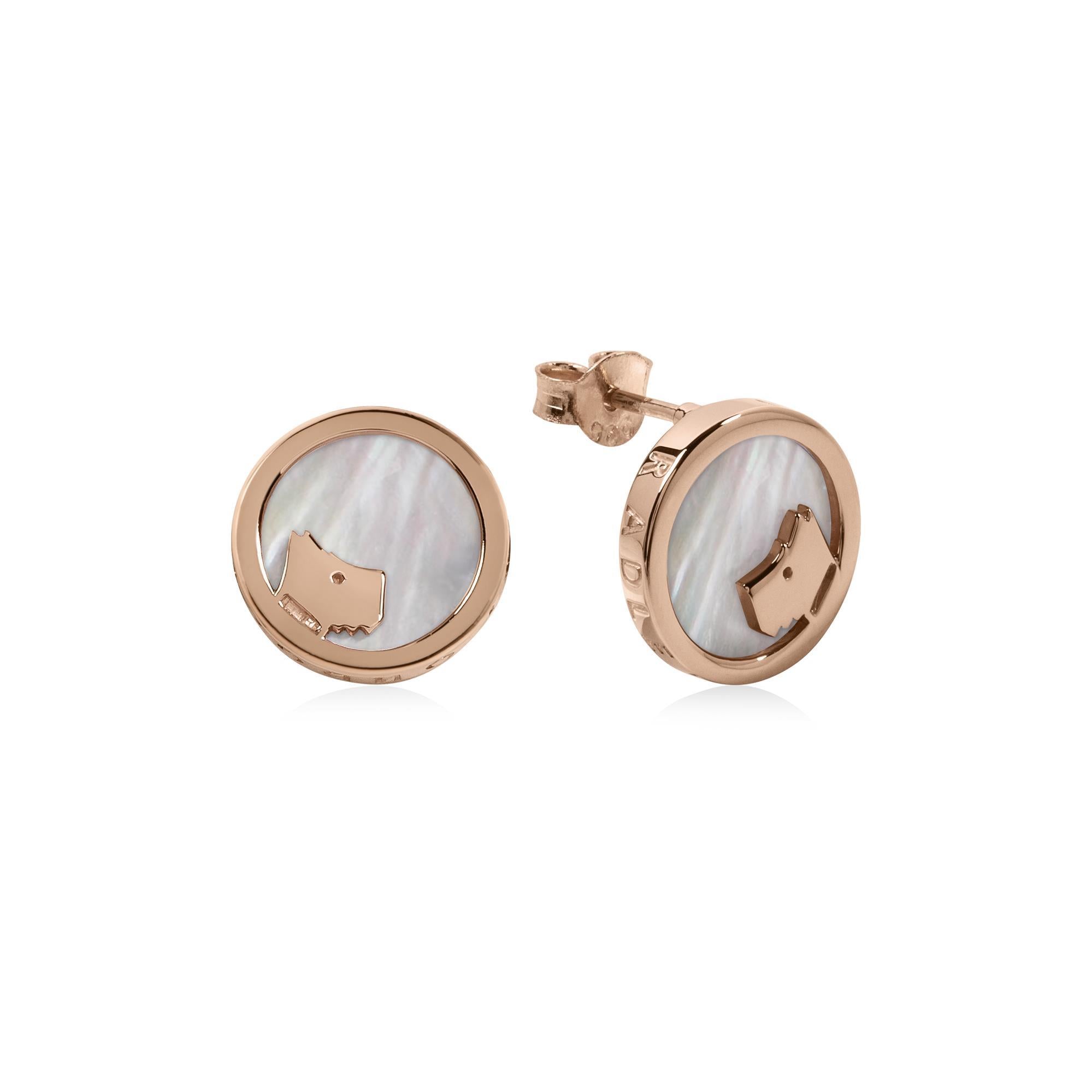 Radley Love Dog Roségold PVD Sterlingsilber MOP Stud Ohrringe RYJ1068