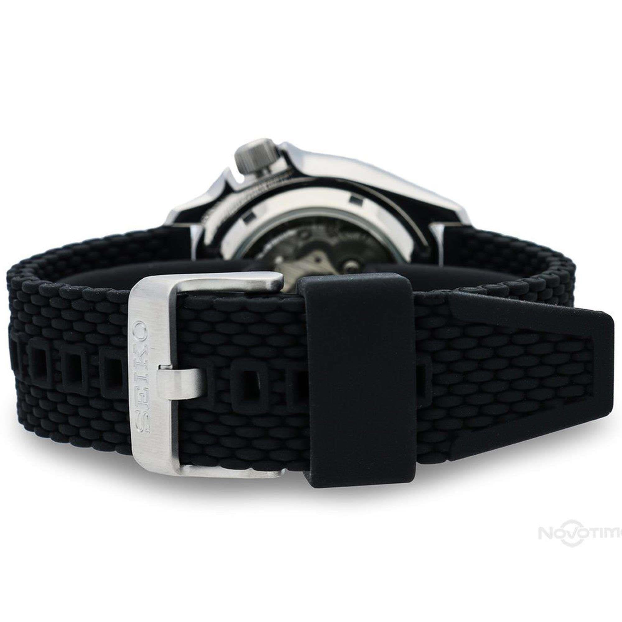 Seiko 5 Sports Automatik Silbernes Edelstahlgehäuse Schwarzes Silikonarmband Herren Uhr SRPD73K2