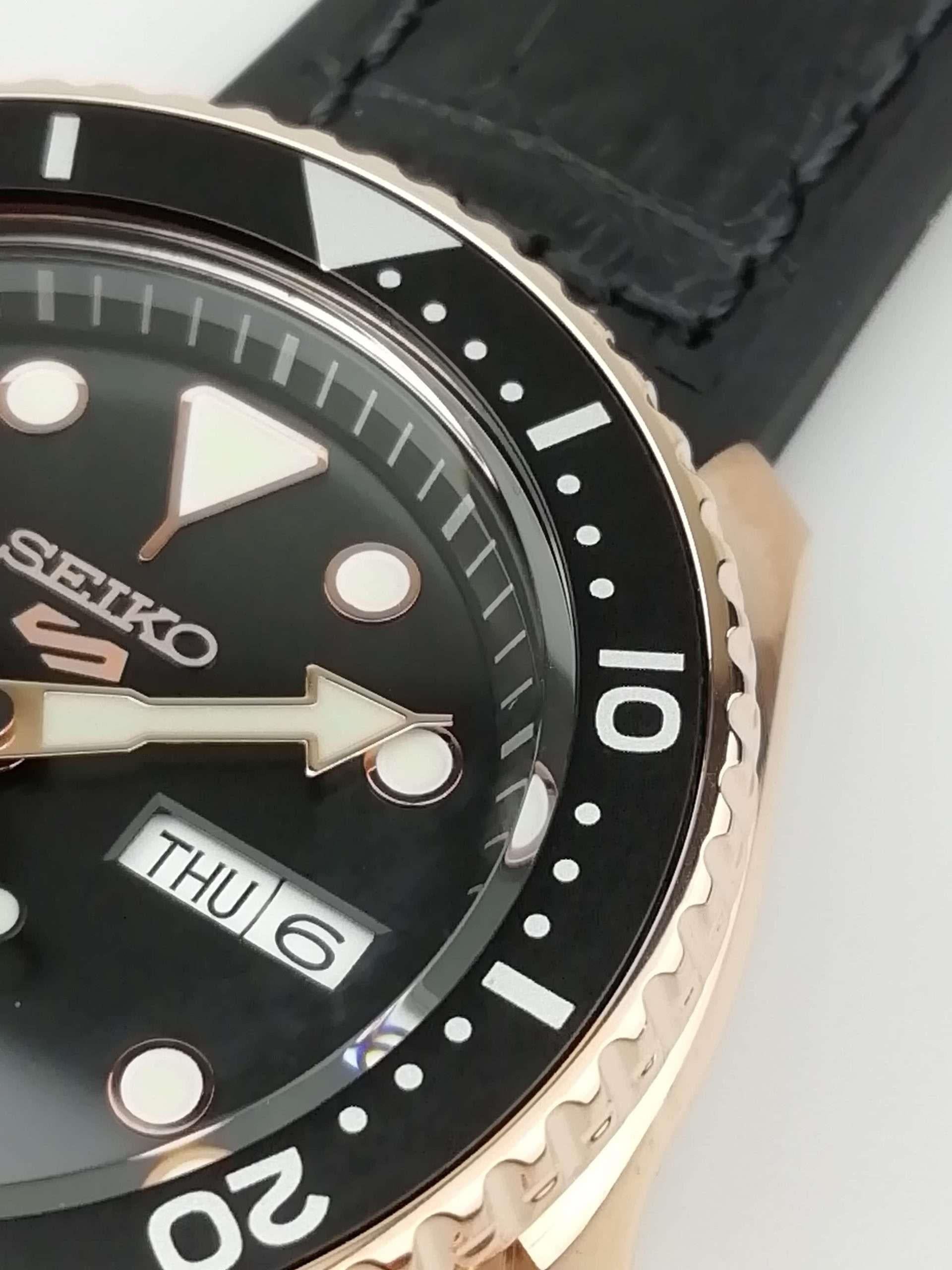 Seiko 5 Sports Automatic Black Dial Black Silicone Strap Men's Watch SRPD76K1