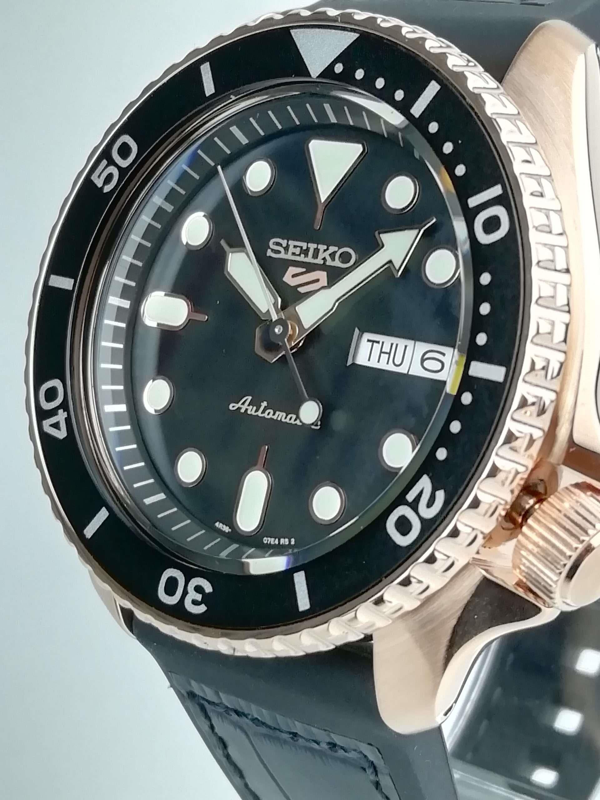 Seiko 5 Sports Automatic Black Dial Black Silicone Strap Men's Watch SRPD76K1