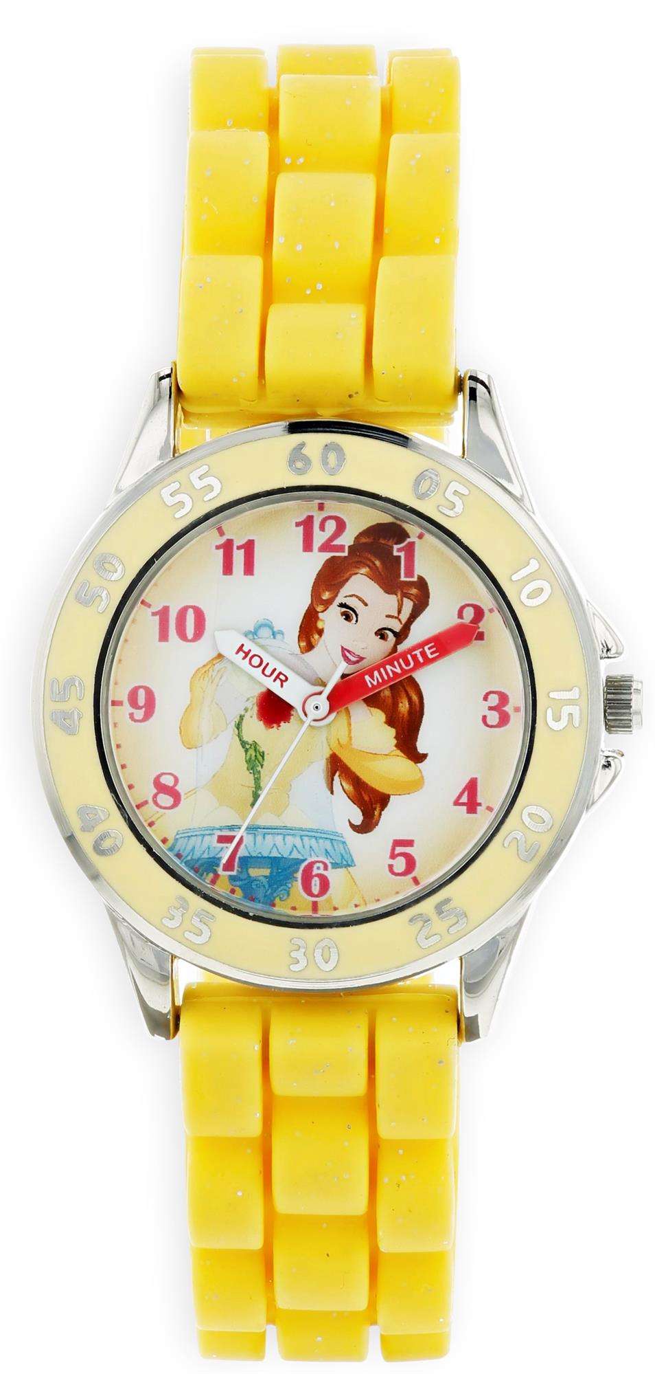 Disney Prinzessin Belle Quarz Gelbes Gummi Weißes Zifferblatt Mädchen Uhr