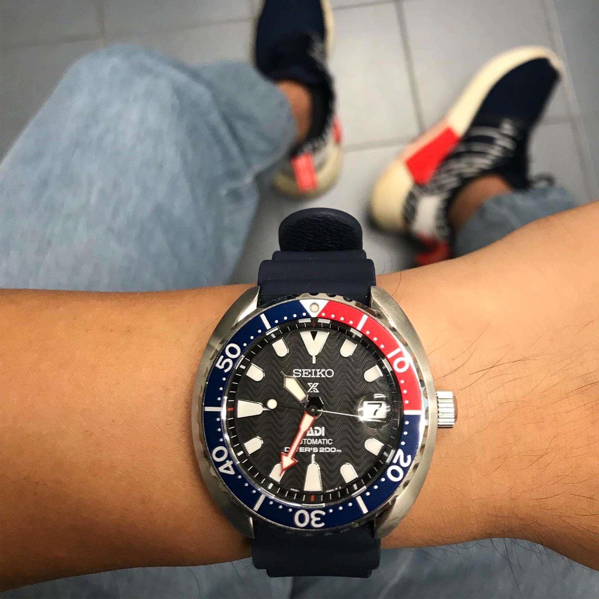 Seiko Prospex Sea PADI Automatic 'Pepsi Bezel' Mini Turtle Divers Black Dial Men's Watch SRPC41K1 RRP £399