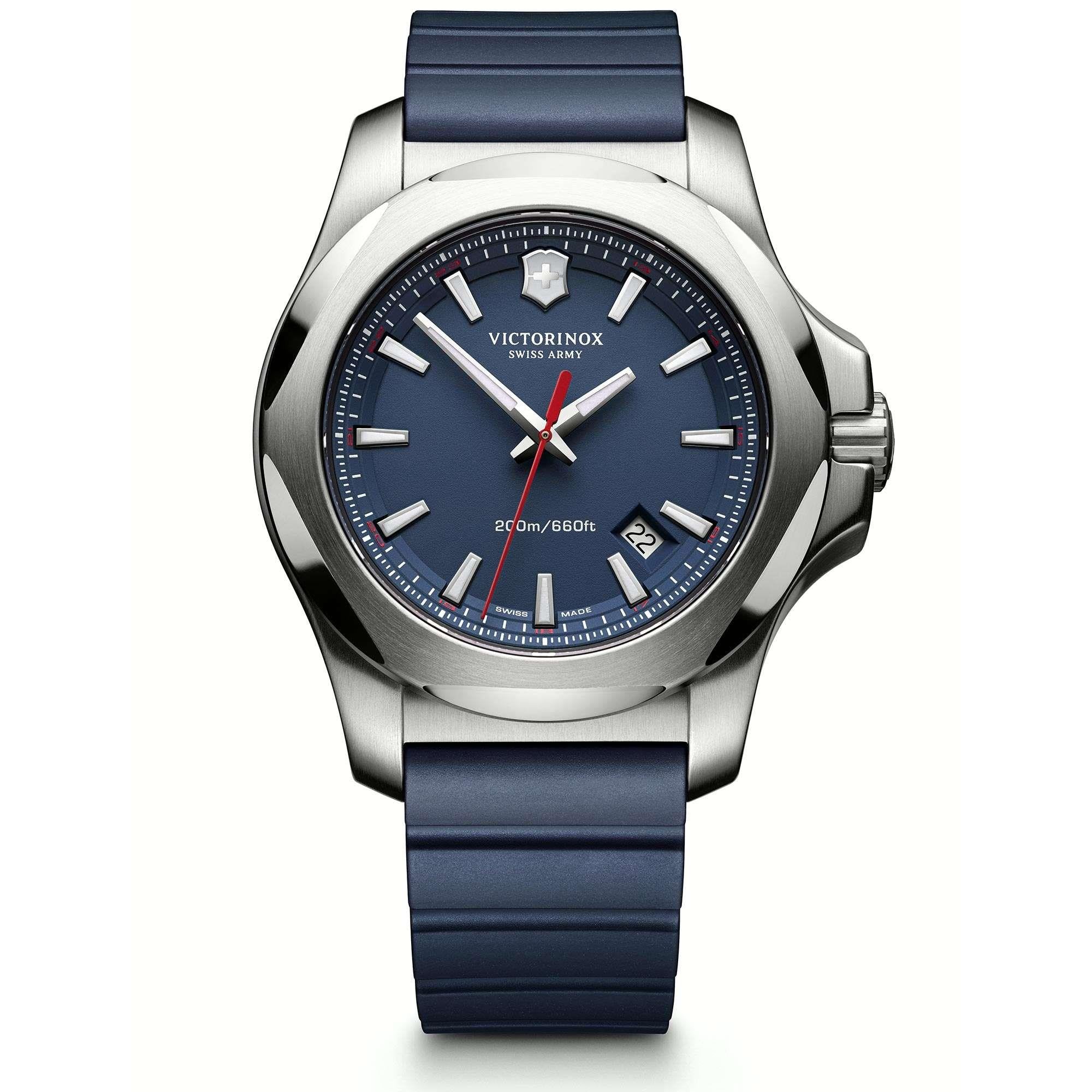 Victorinox Swiss Army I.N.OX. Blauer Hochwertiger Gummi mit Schutzbumper Armband Herren Uhr 241688.1