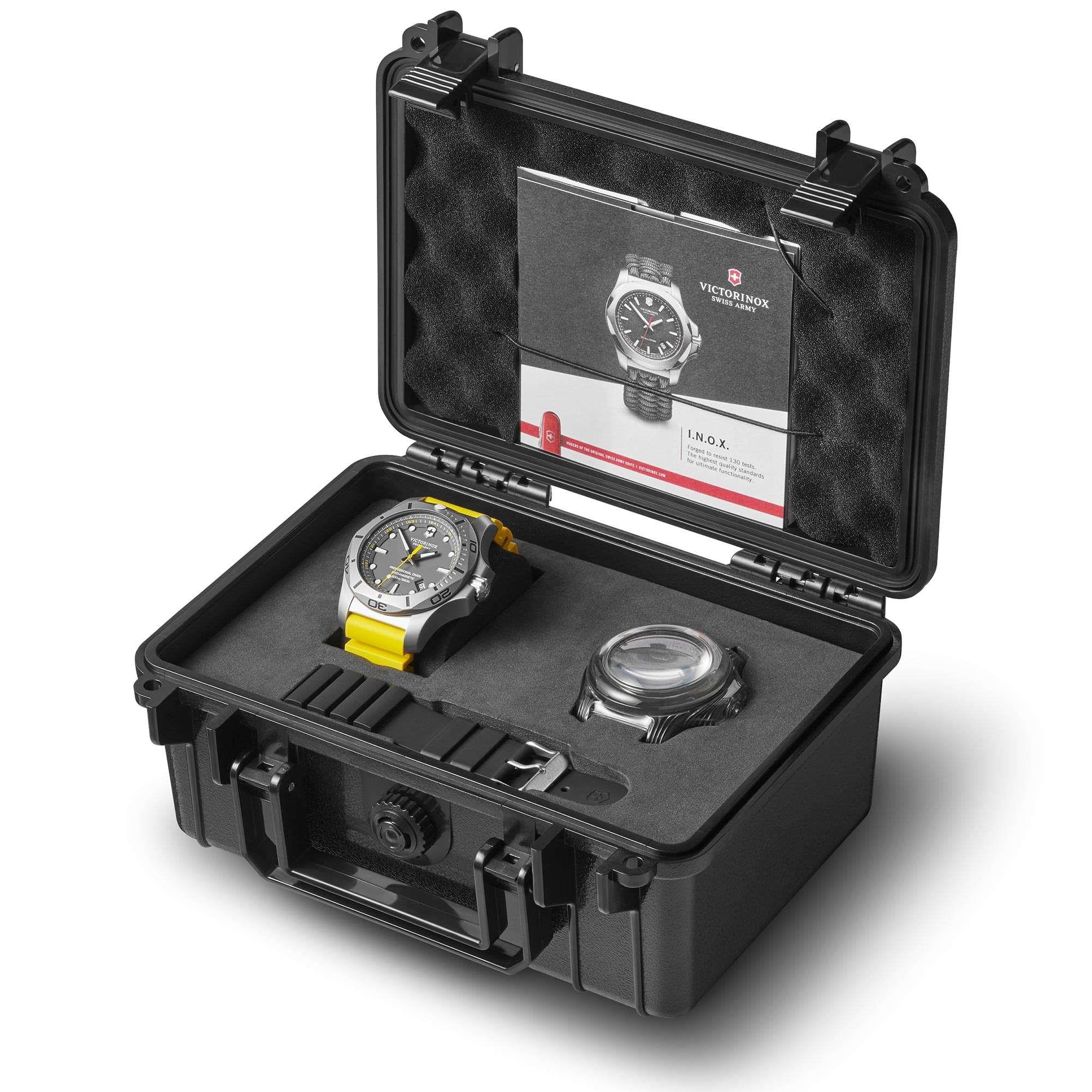 Victorinox I.N.O.X Professioneller Taucher Gelbes Gummi Armband Graues Zifferblatt Herren Uhr 241844