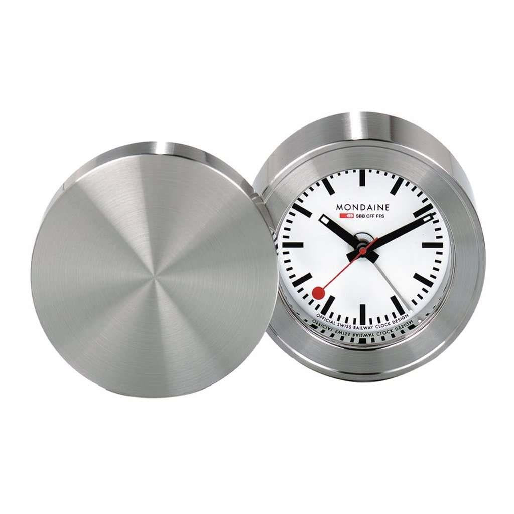 Mondaine SBB Reisewecker Quarz Tischuhr Weißes Zifferblatt MSM.64410