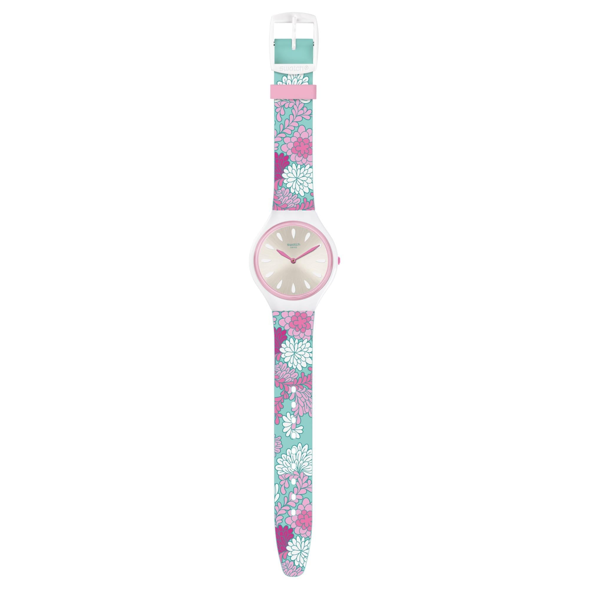 Swatch Skinpivoine Pinkes Zifferblatt Damen Uhr SVOZ100