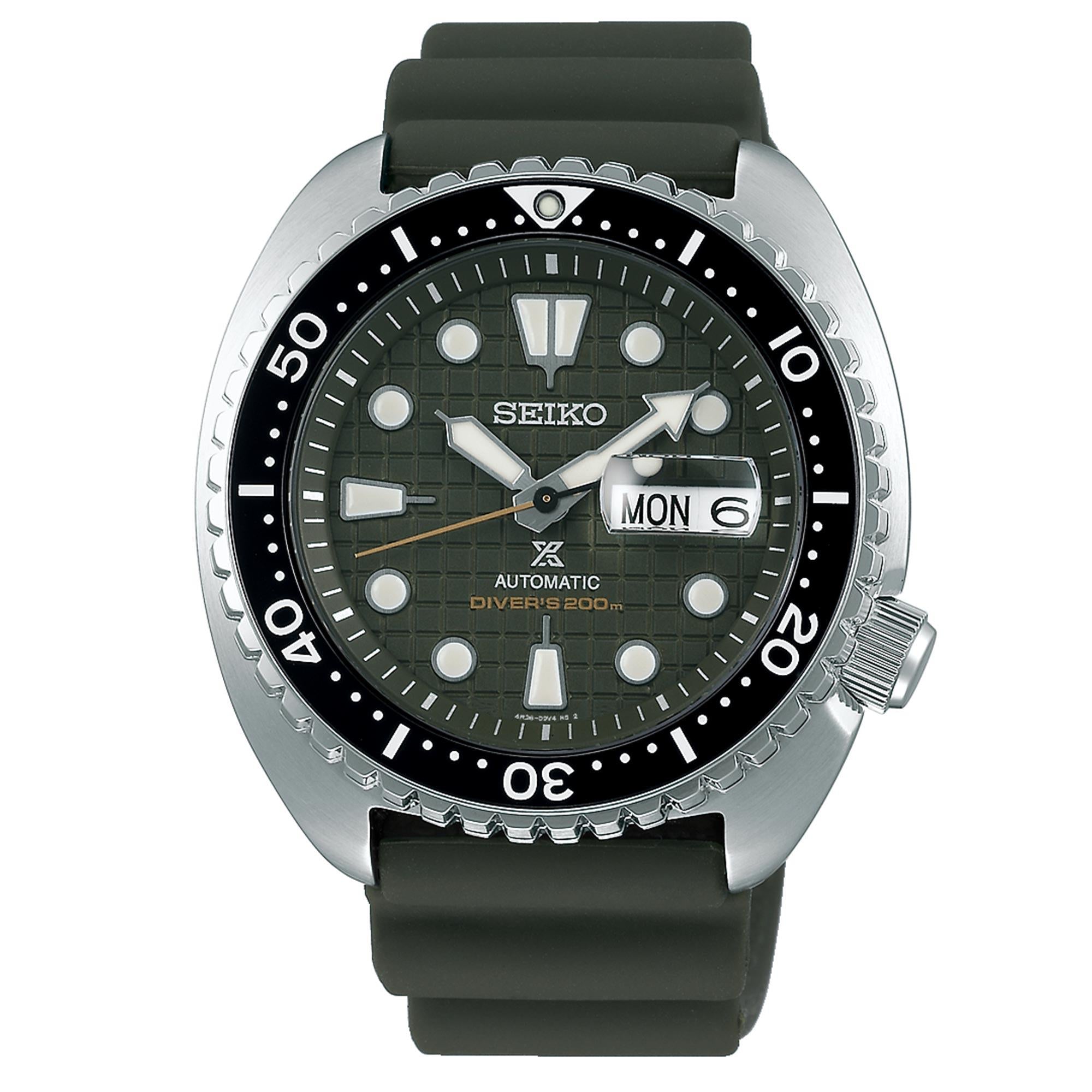 Seiko Prospex 'King Turtle' Automatik Grünes Zifferblatt Grünes Silikonarmband Herren Uhr SRPE05K1