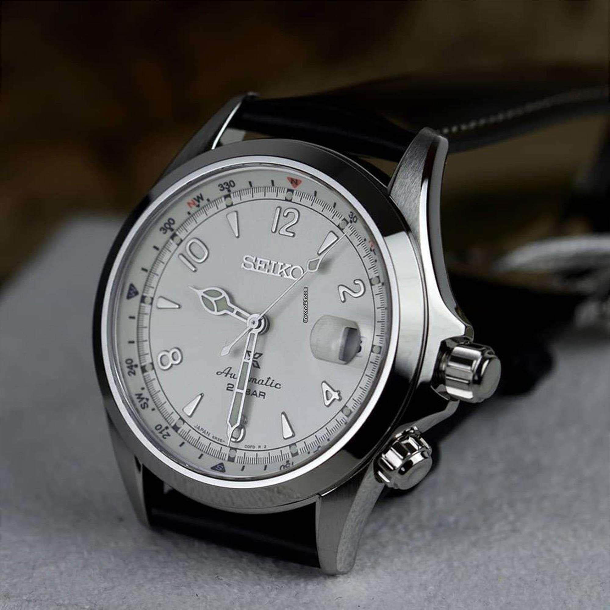 Seiko Prospex Alpinist Automatic Cream Dial Black Leather Strap Men's Watch SPB119J1