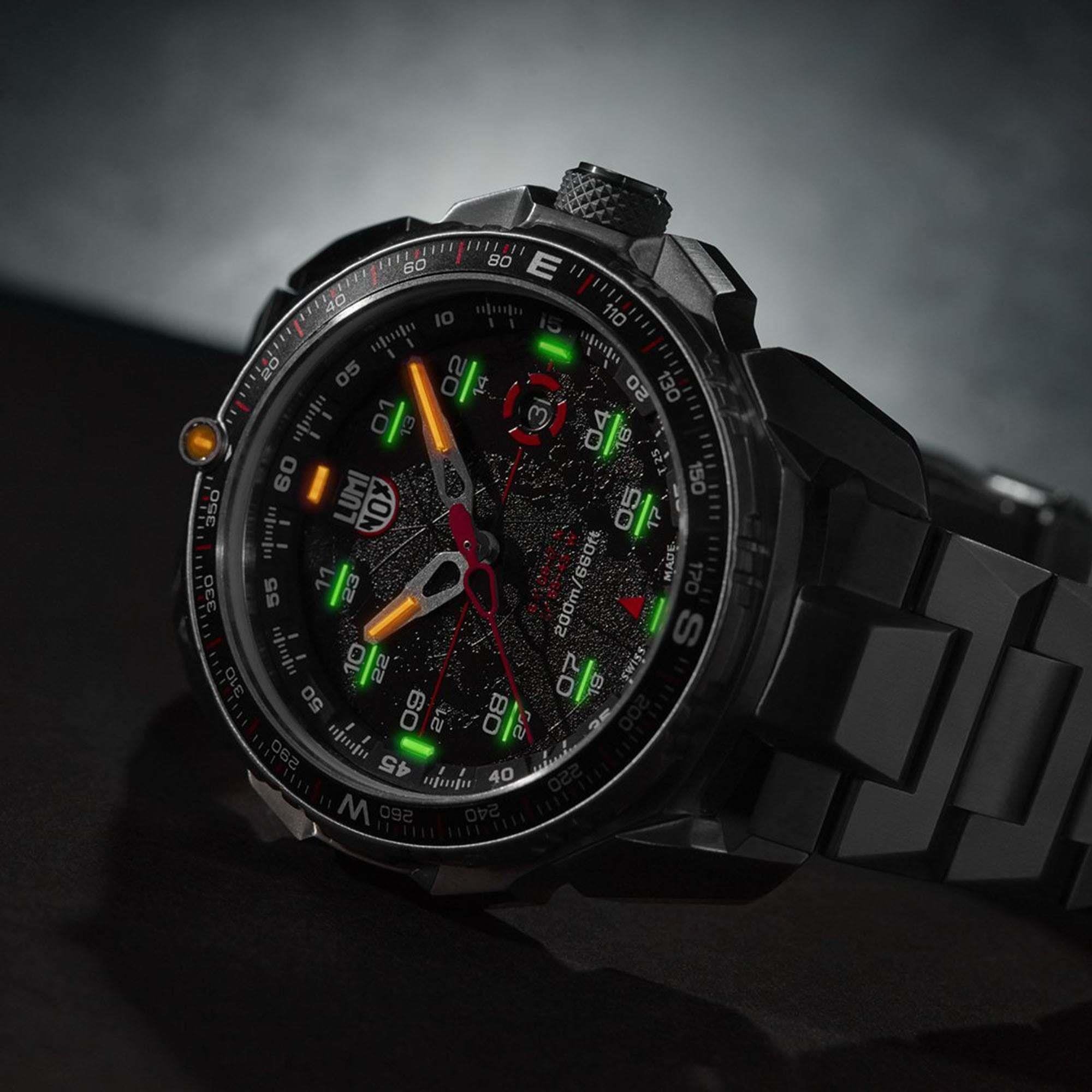 Luminox Ice-Sar Arctic Quarz Schwarzes Zifferblatt Silber Edelstahl Herren Uhr XL.1202 UVP ?755