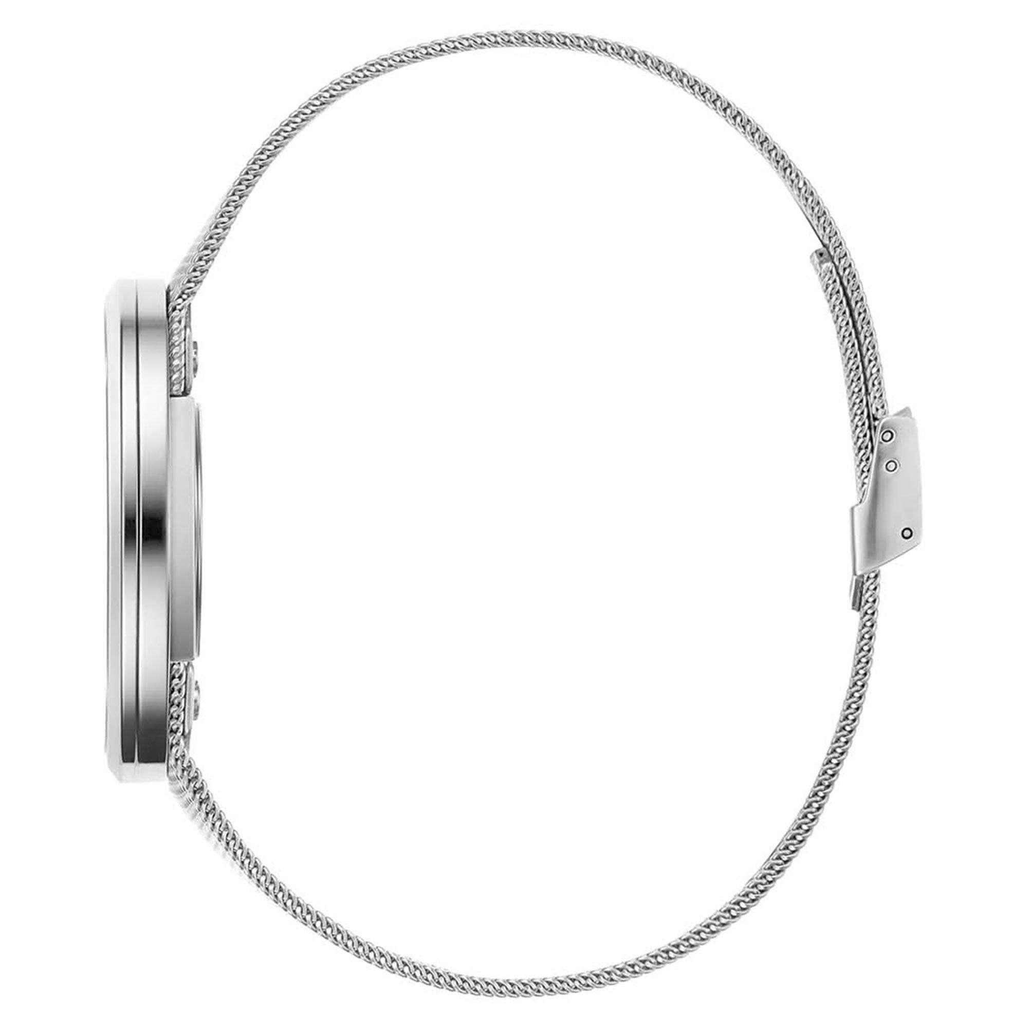 Calvin Klein Glam Quarz Silbernes Zifferblatt Mesh Edelstahlarmband Damen Uhr K9423T27