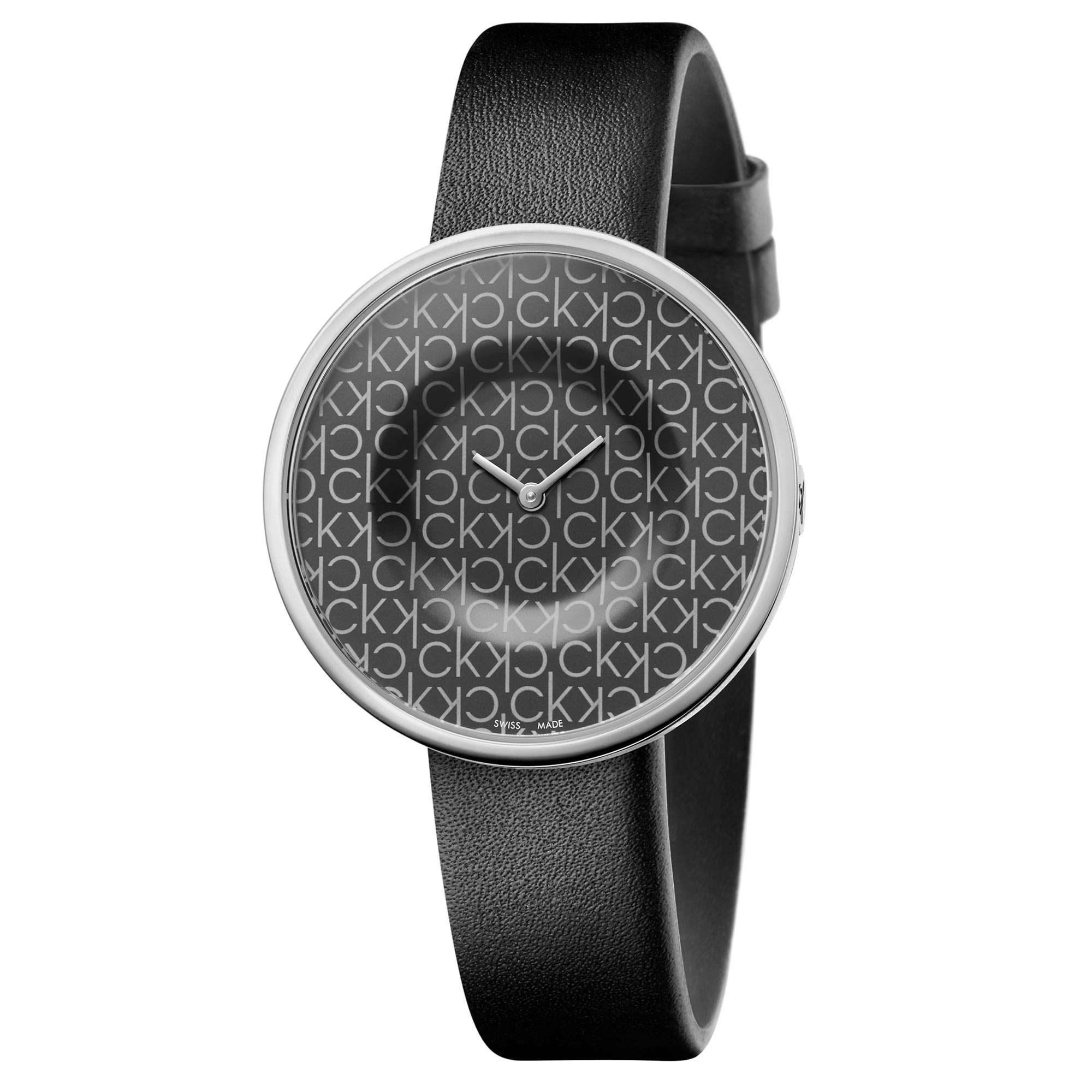 Calvin Klein Mania Quarz Schwarzes Zifferblatt Lederarmband Damen Uhr KAG231CX