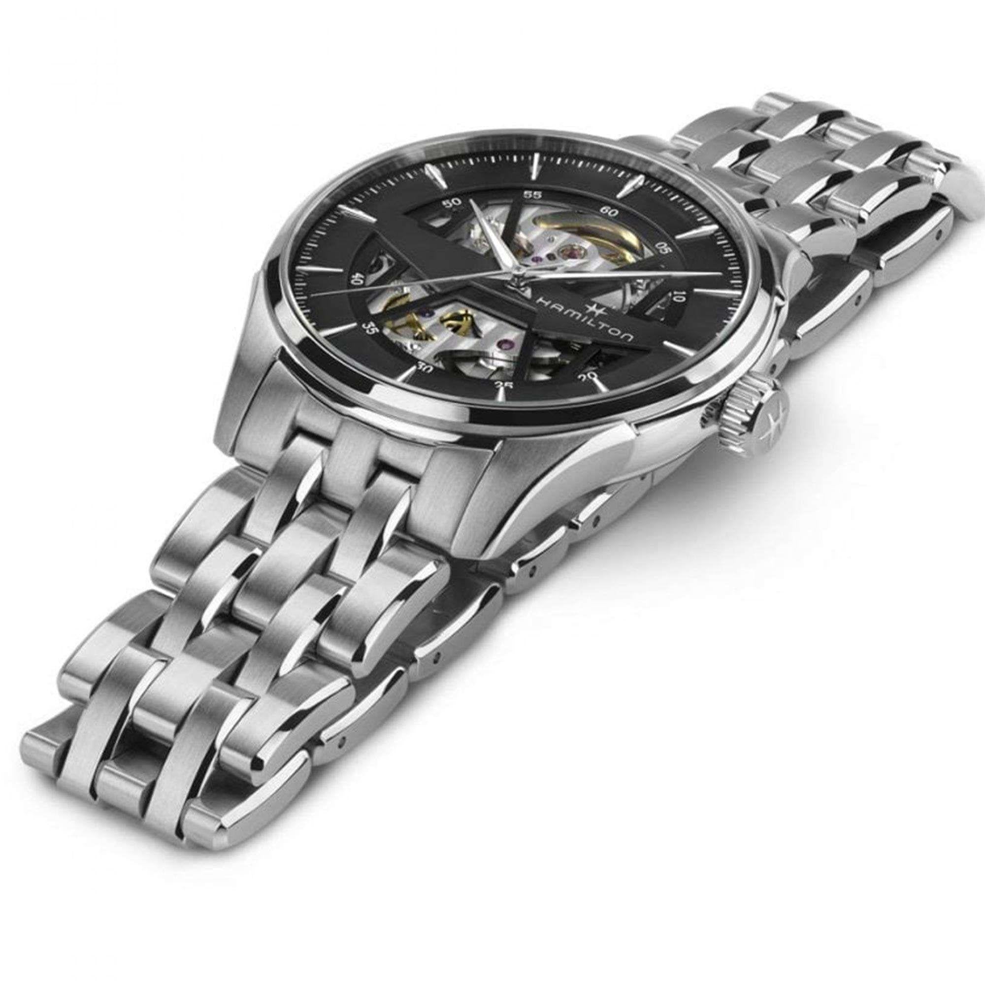 Hamilton Jazzmaster 40mm Skelett Anthrazit Zifferblatt Stahl Herren Automatik Uhr H4253518