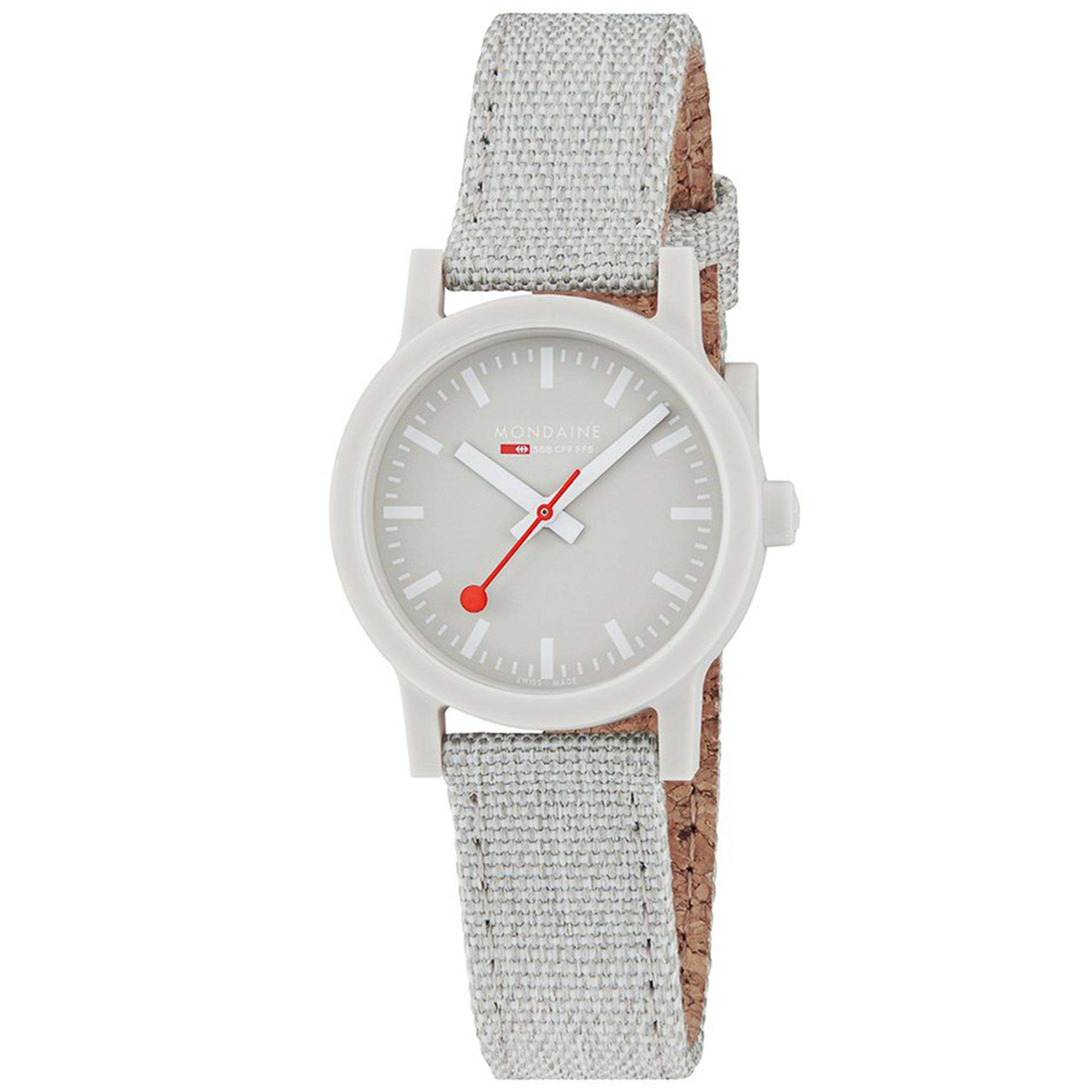 Mondaine Essence Quarz Graues Zifferblatt Textilarmband Damen Uhr MS1.32170.LK