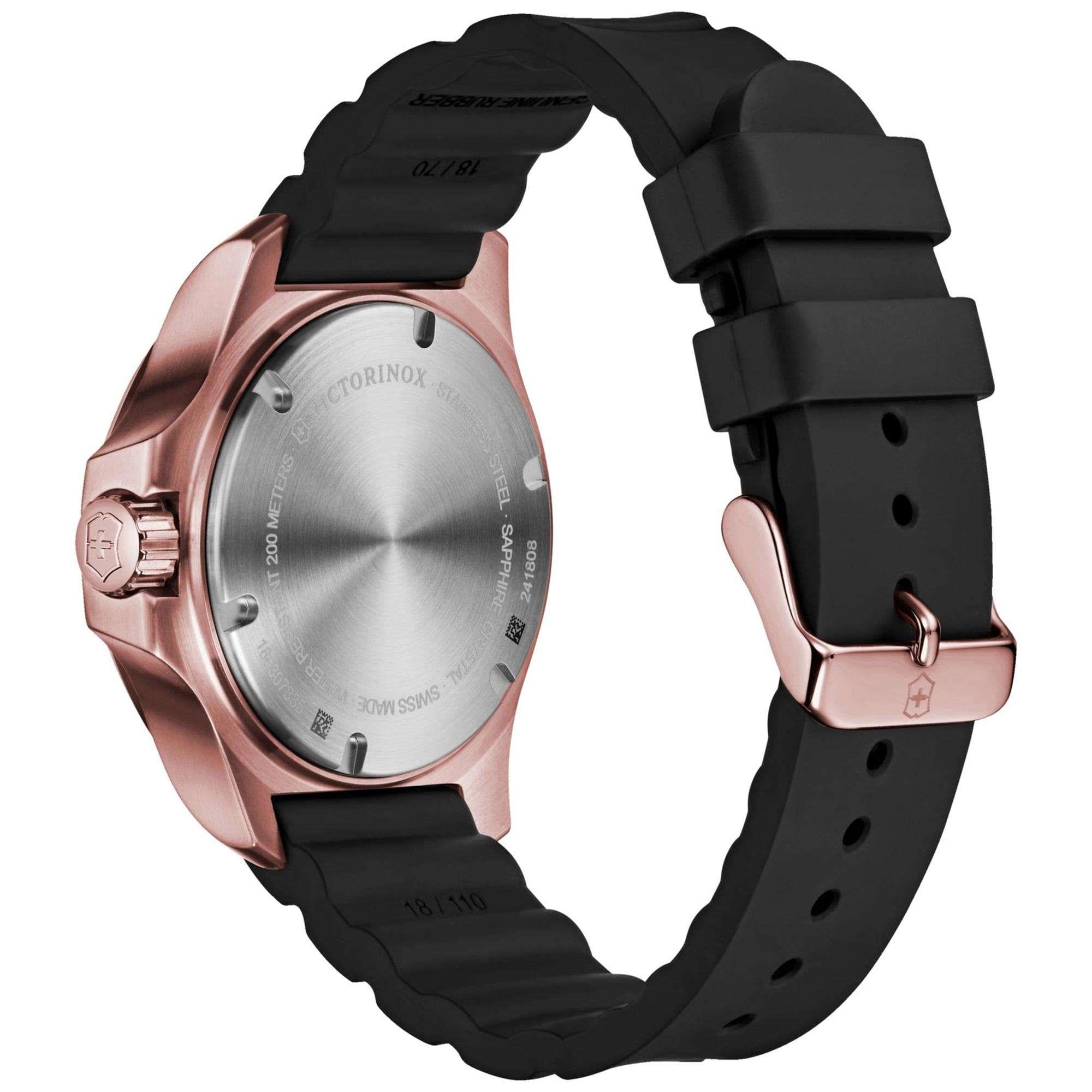 Victorinox Swiss Army I.N.O.X V Schwarzes Zifferblatt Armband aus schwarzem Gummi Herren Uhr 241808