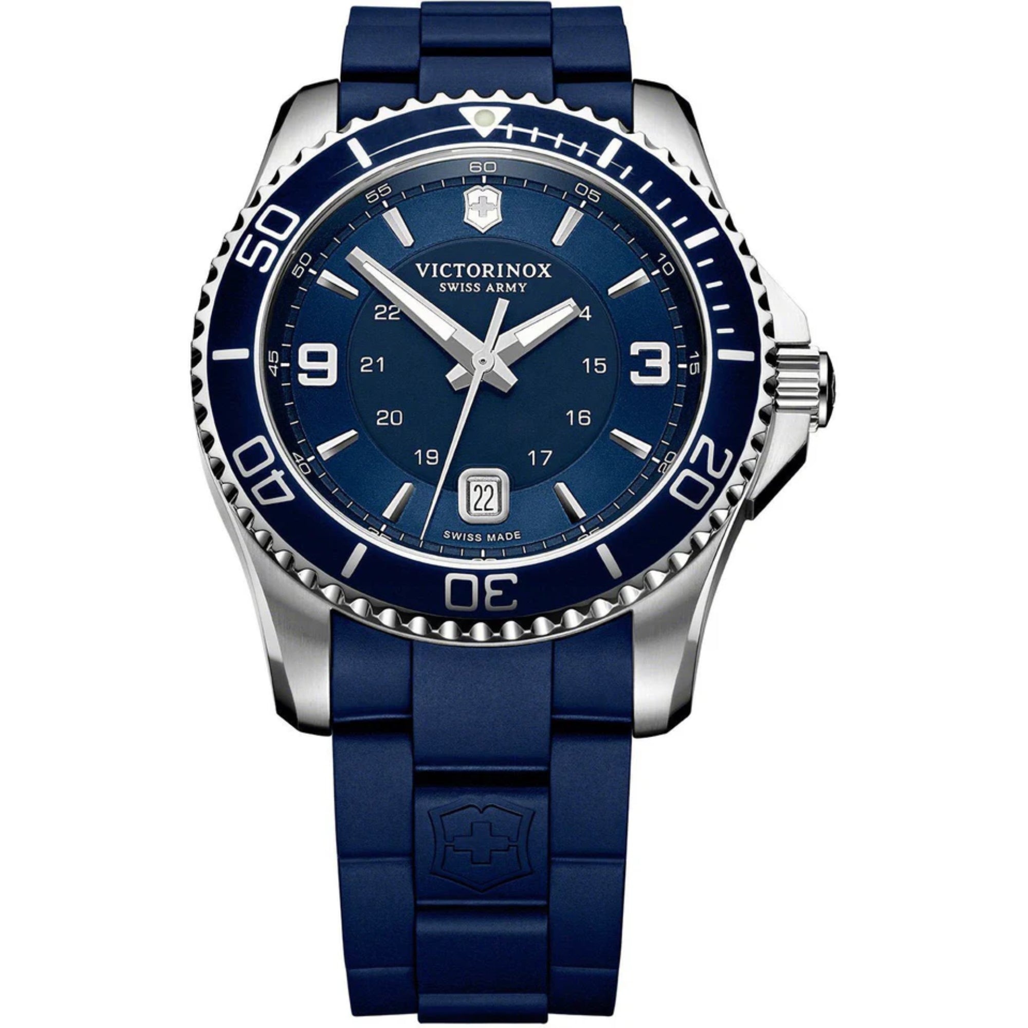 Victorinox Swiss Army Maverick Large Quartz Blaues Zifferblatt Blaues Gummiarmband Herren Uhr 241603