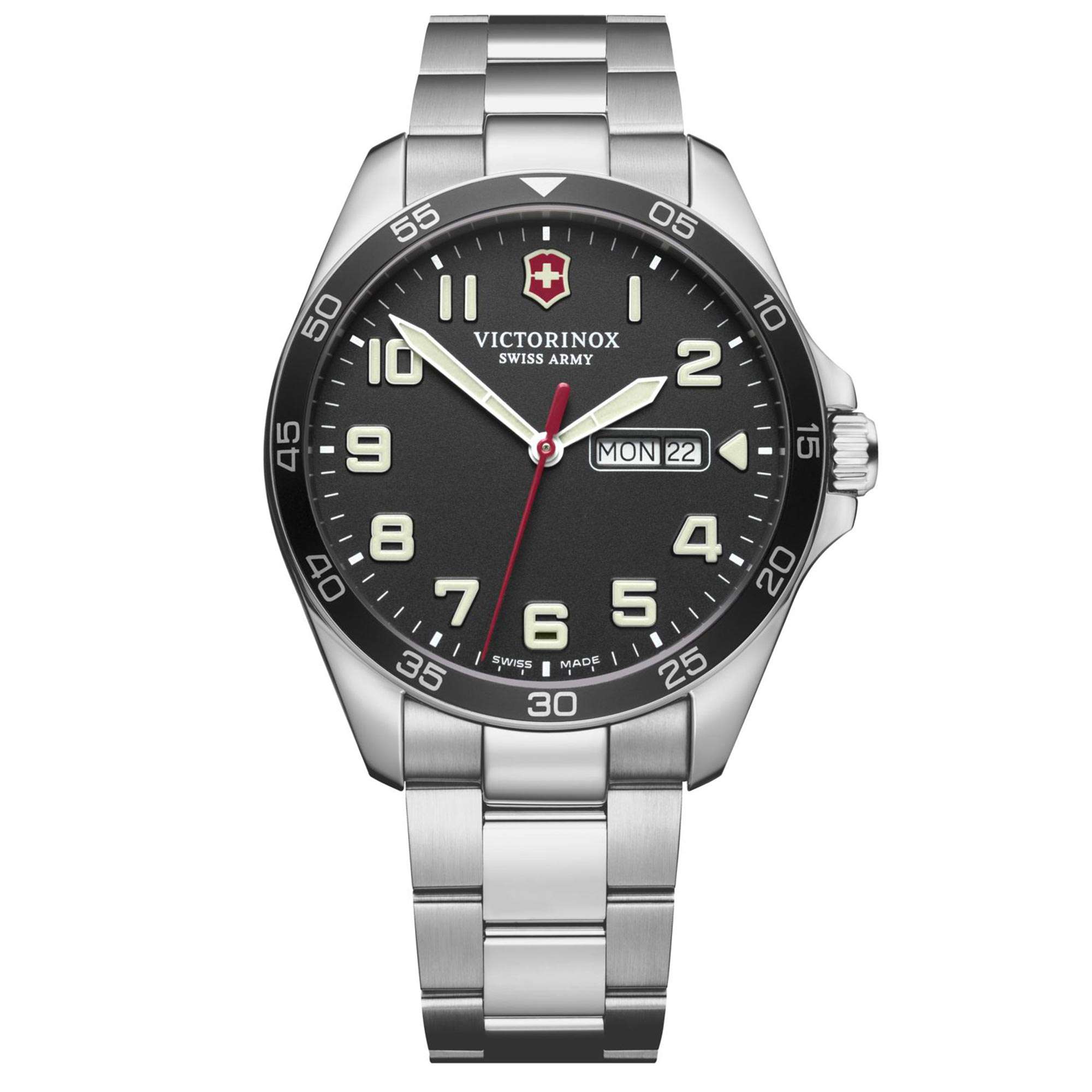 Victorinox Swiss Army Fieldforce Schwarzes Zifferblatt Armband aus Edelstahl Herren Uhr 241849