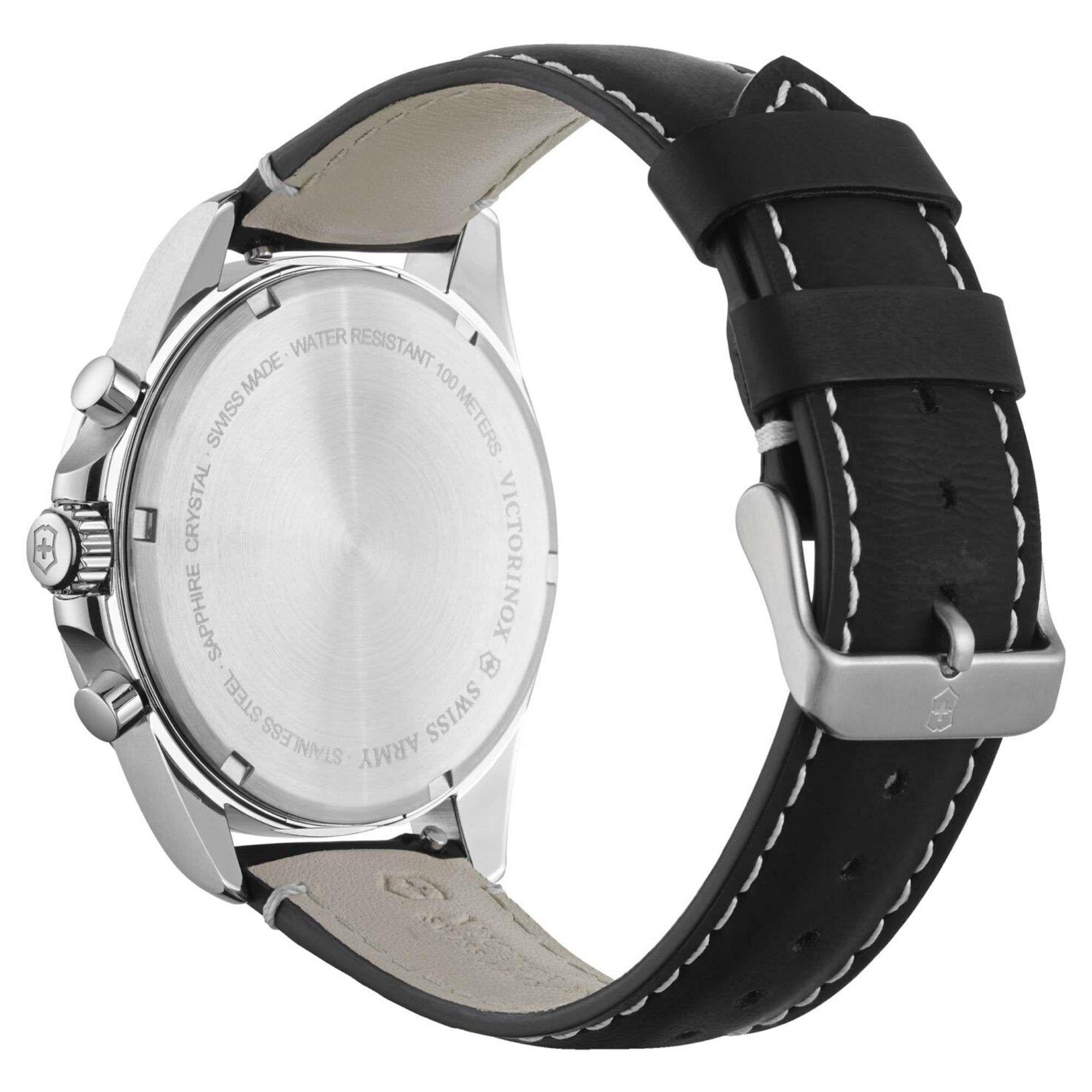 Victorinox Swiss Army Fieldforce Chronograph Weißes Zifferblatt Armband aus schwarzem Leder Herren Uhr 241853