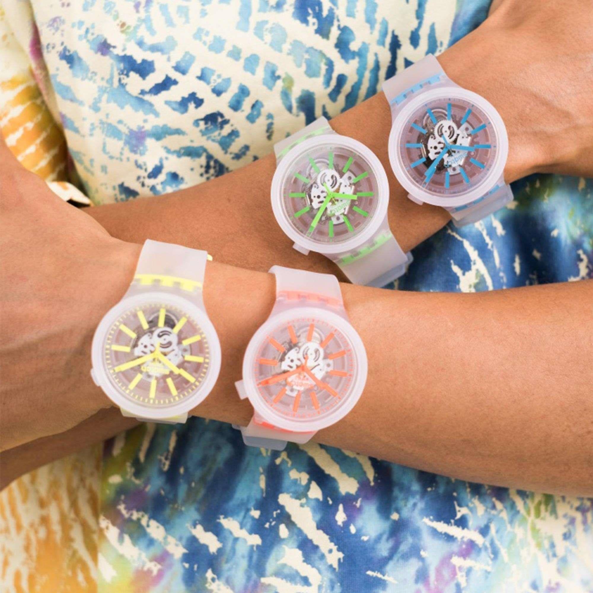 Swatch BlueInJelly Quarz Transparentes Zifferblatt Armband aus Silikon Uhr SO27E105