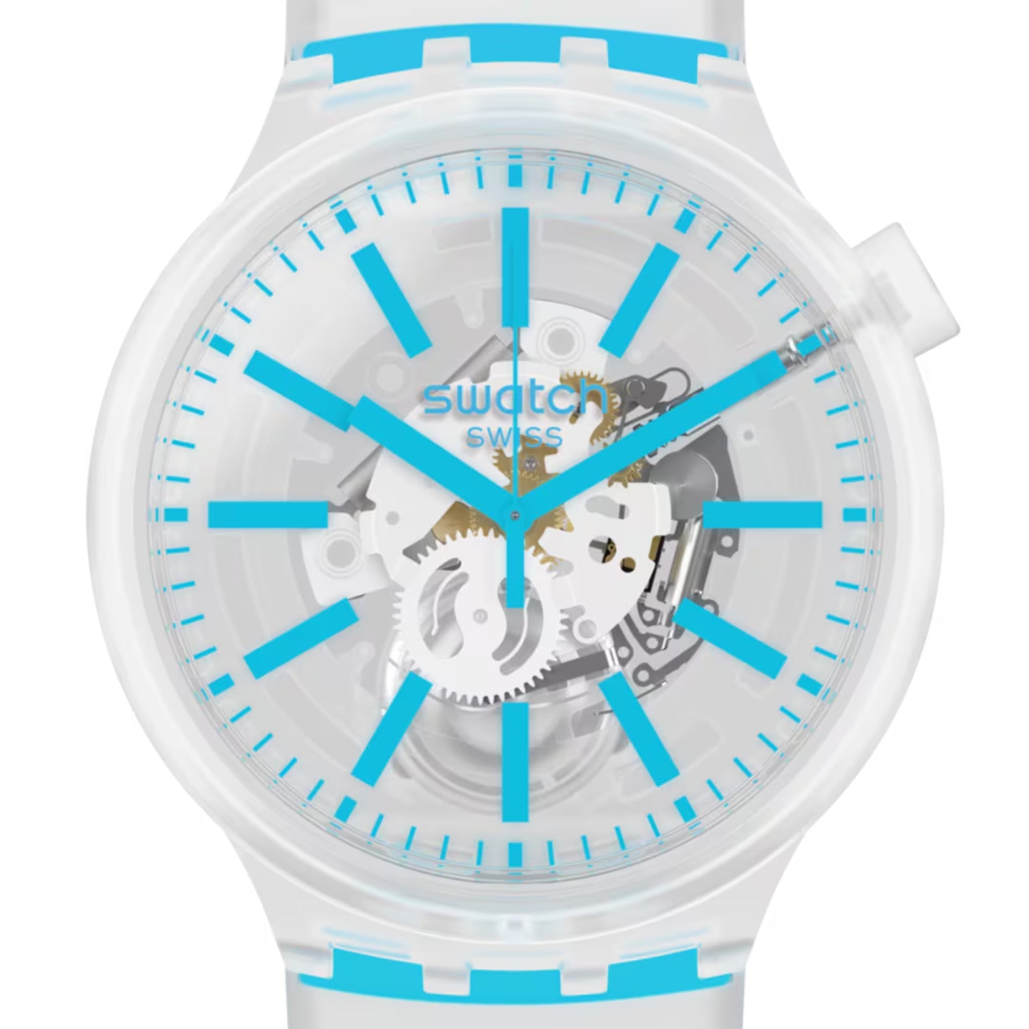 Swatch BlueInJelly Quarz Transparentes Zifferblatt Armband aus Silikon Uhr SO27E105