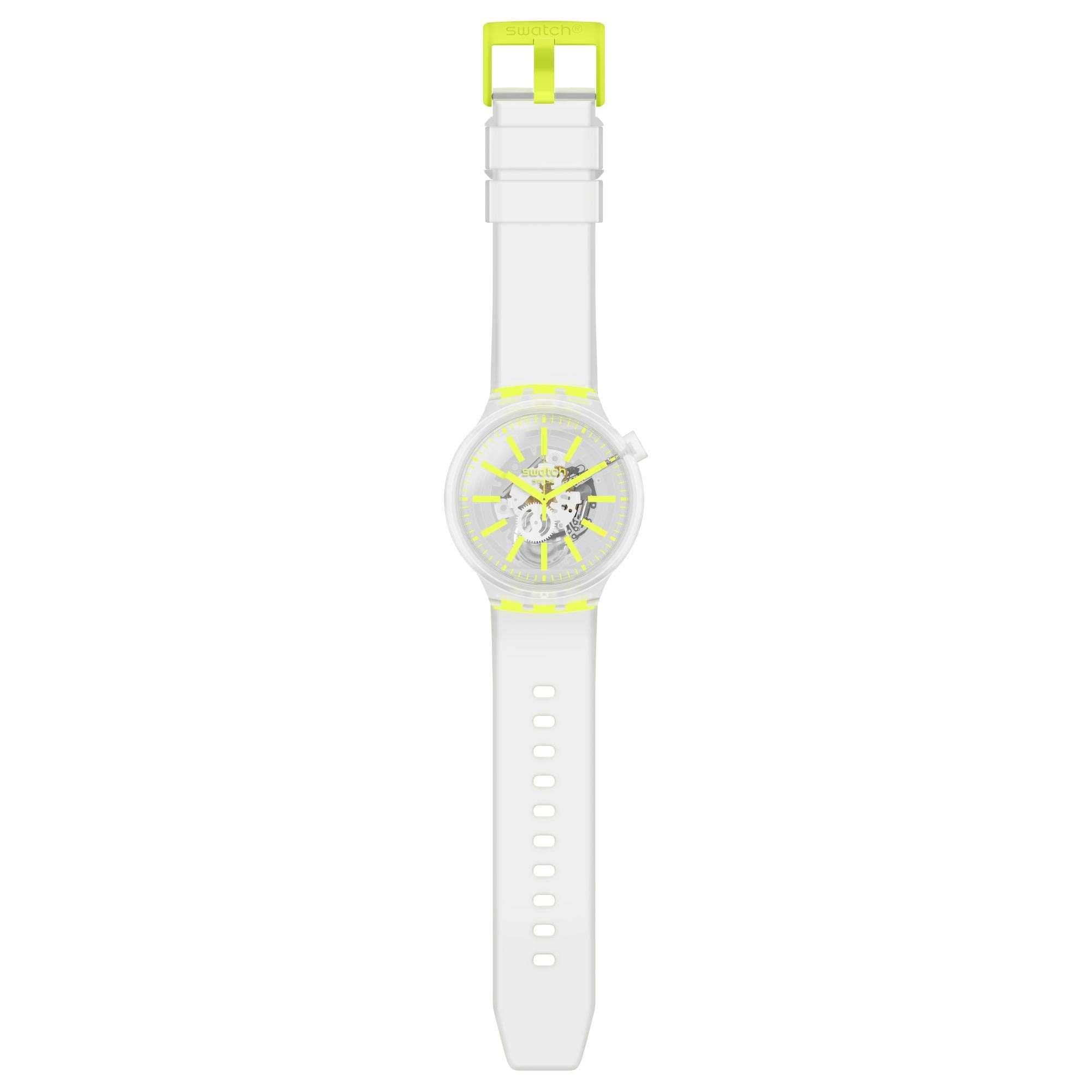 Swatch YellowInJelly Quarz Transparentes Zifferblatt Armband aus Silikon Uhr SO27E103