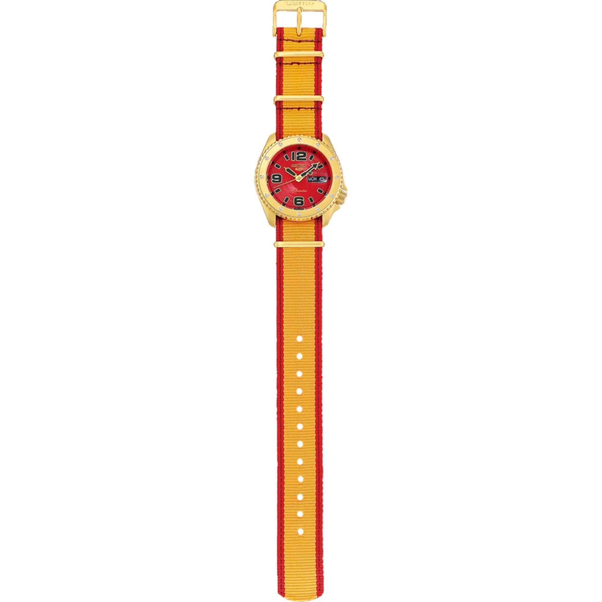 Seiko 5 Sports Street Fighter Zangief Automatic Red Dial Nylon Strap Men's Watch SRPF24K1