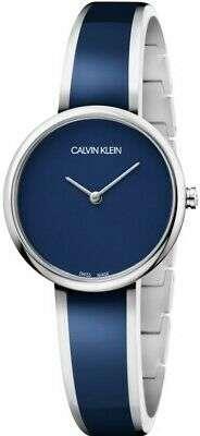 Calvin Klein Seduce Blaues Zifferblatt Edelstahlarmband Damen Uhr K4E2N11N