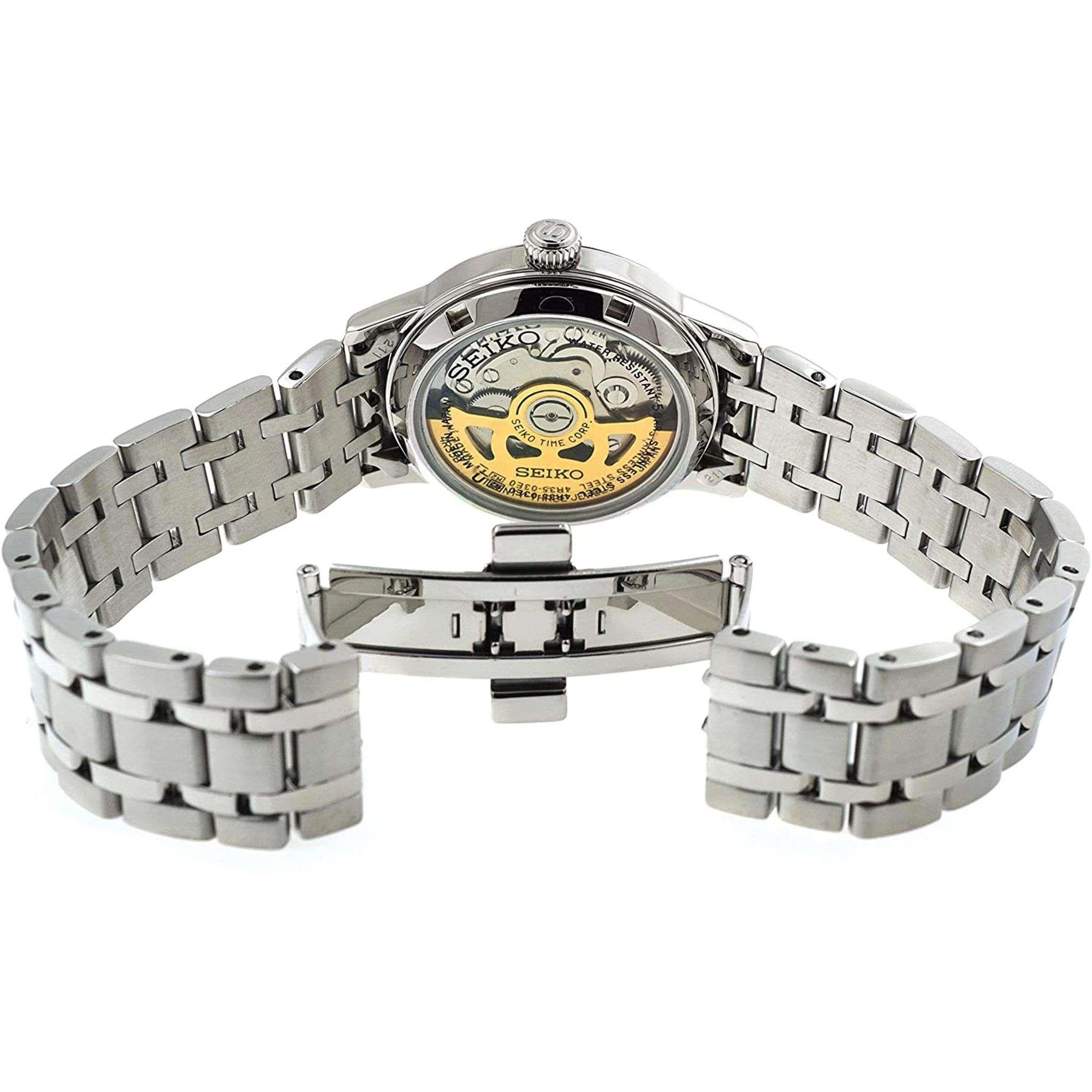 Seiko Presage Pink Dial Silver Stainless Steel Bracelet Automatic Ladies Watch SRP839J1